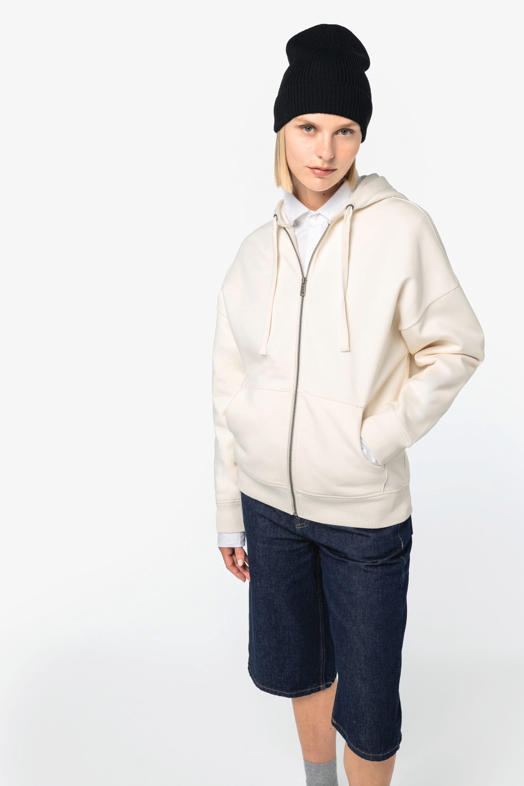 Sudadera sostenible con cremallera y capucha oversize unisex
