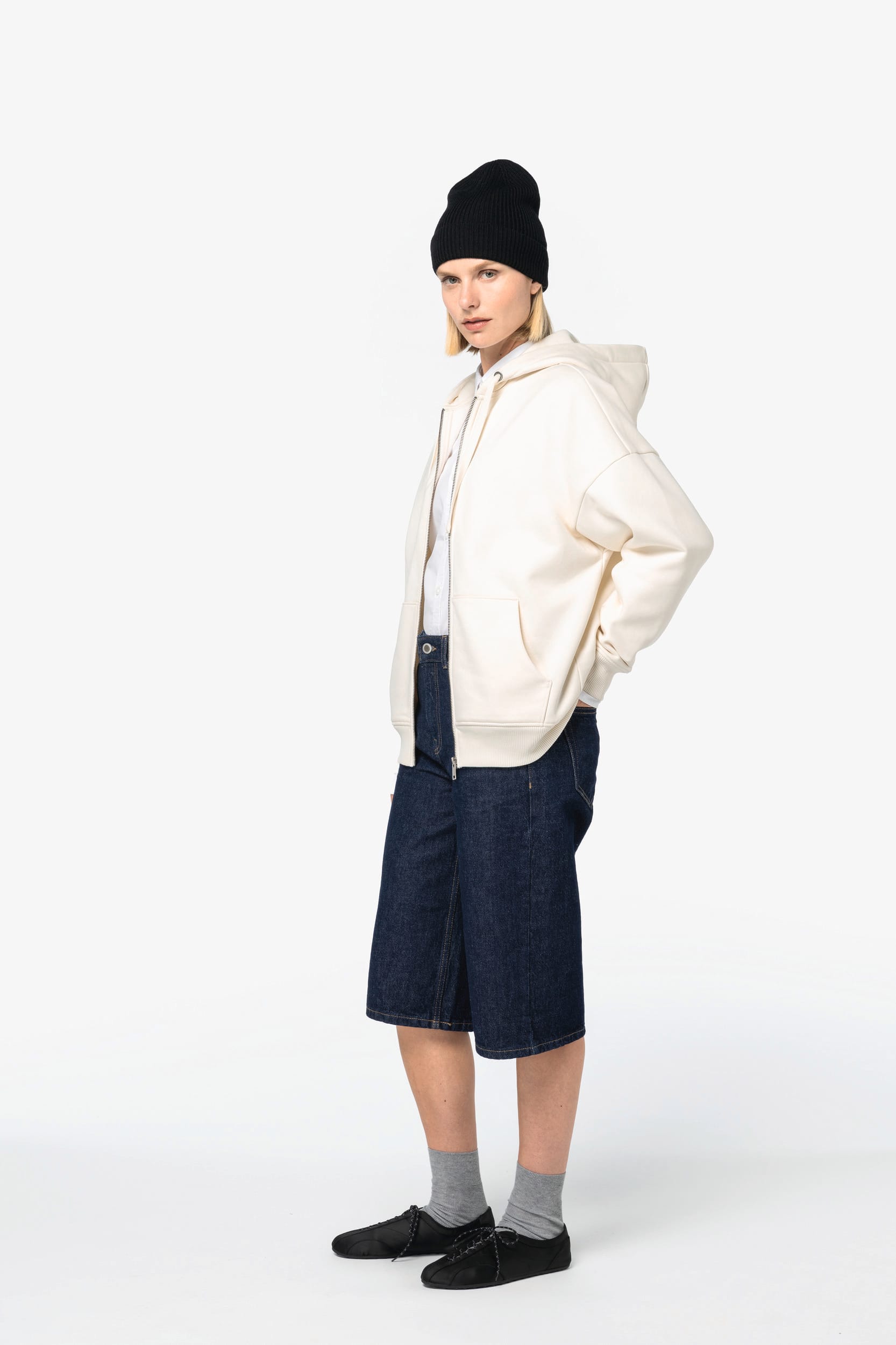 Sudadera sostenible con cremallera y capucha oversize unisex