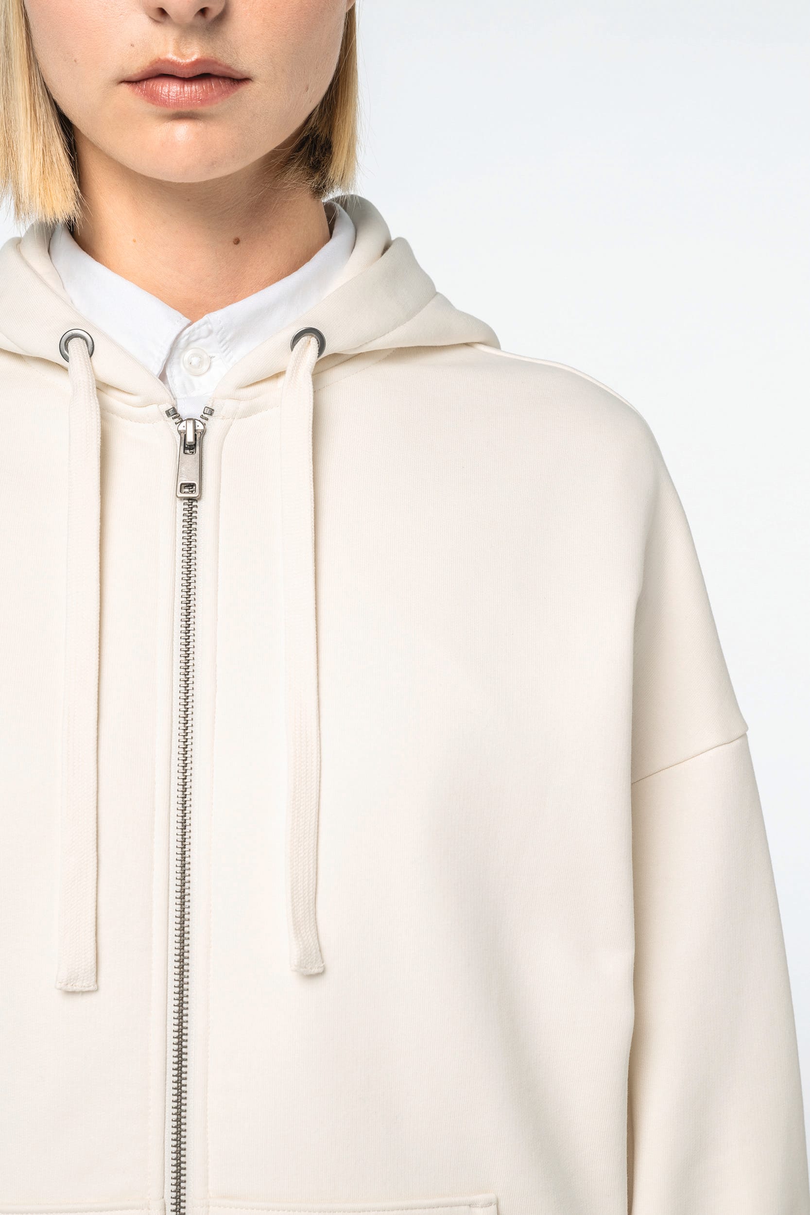 Sudadera sostenible con cremallera y capucha oversize unisex