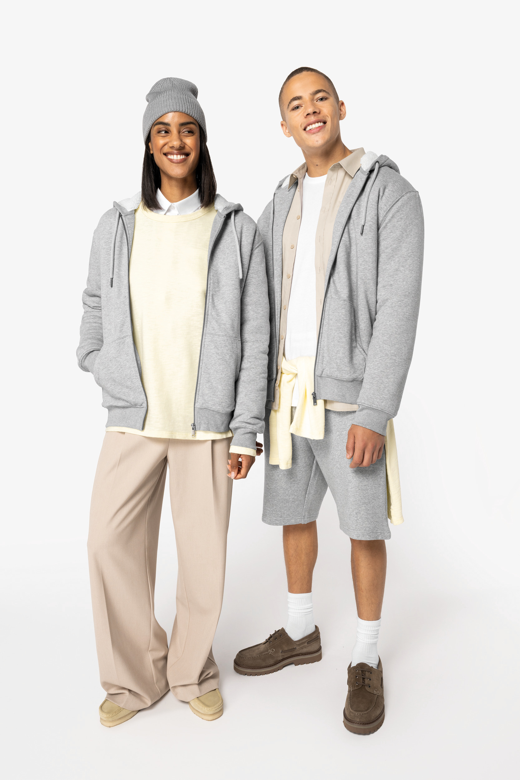 Ecologische uniseks sweater met rits en sherpavoering