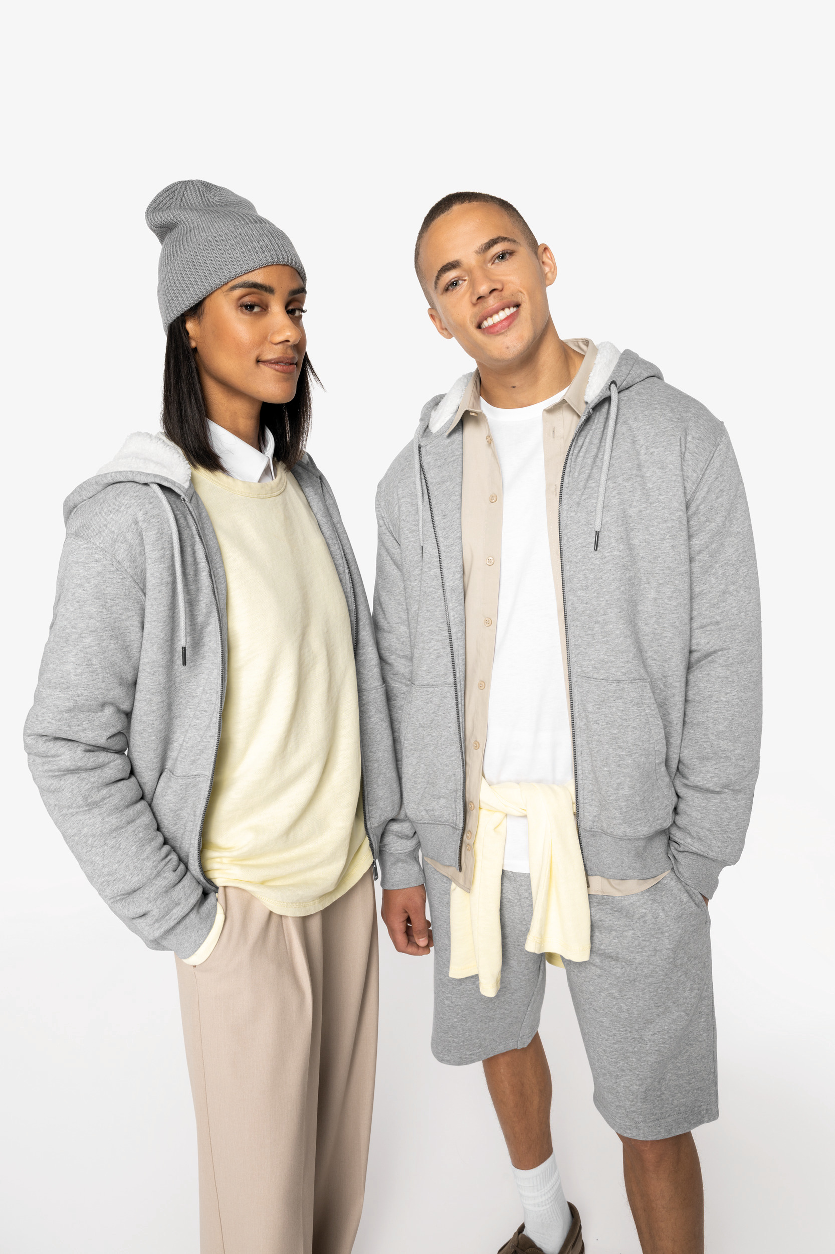 Ecologische uniseks sweater met rits en sherpavoering