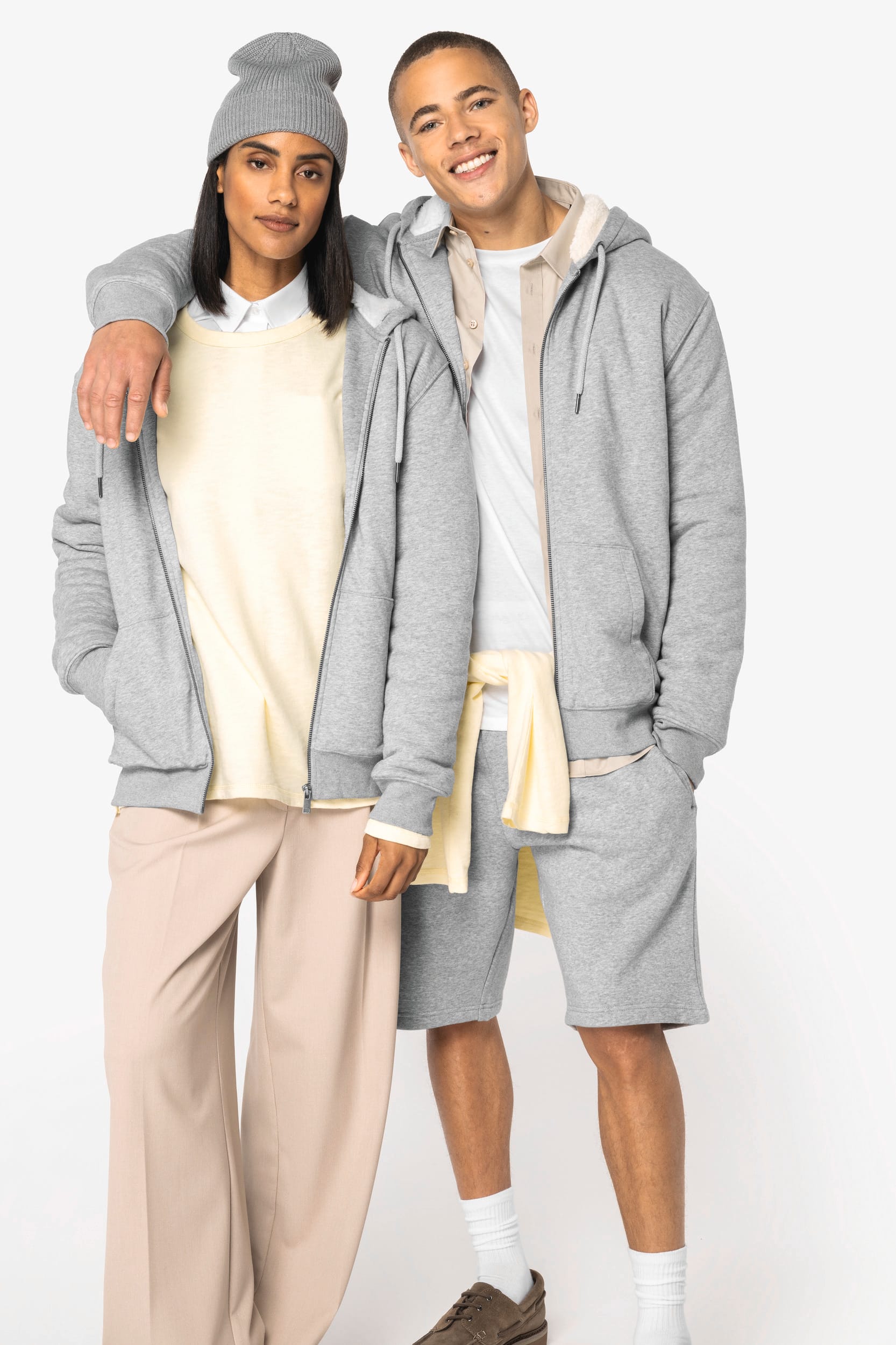 Eco-friendly unisex sherpa-lined full zip sweatshirt