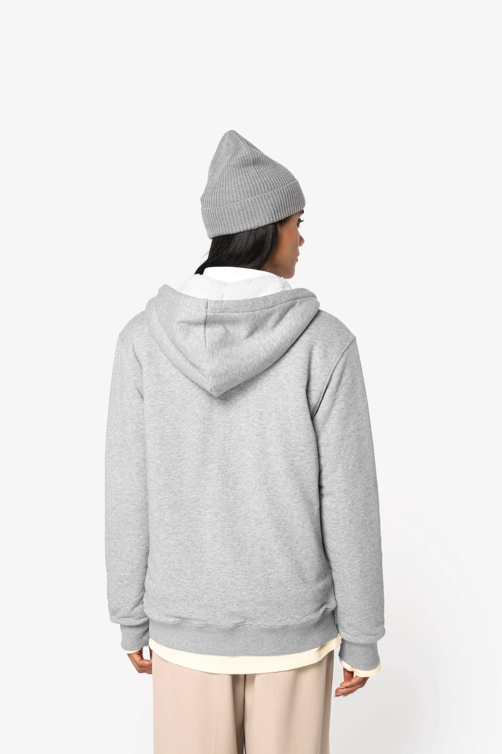 Ecologische uniseks sweater met rits en sherpavoering