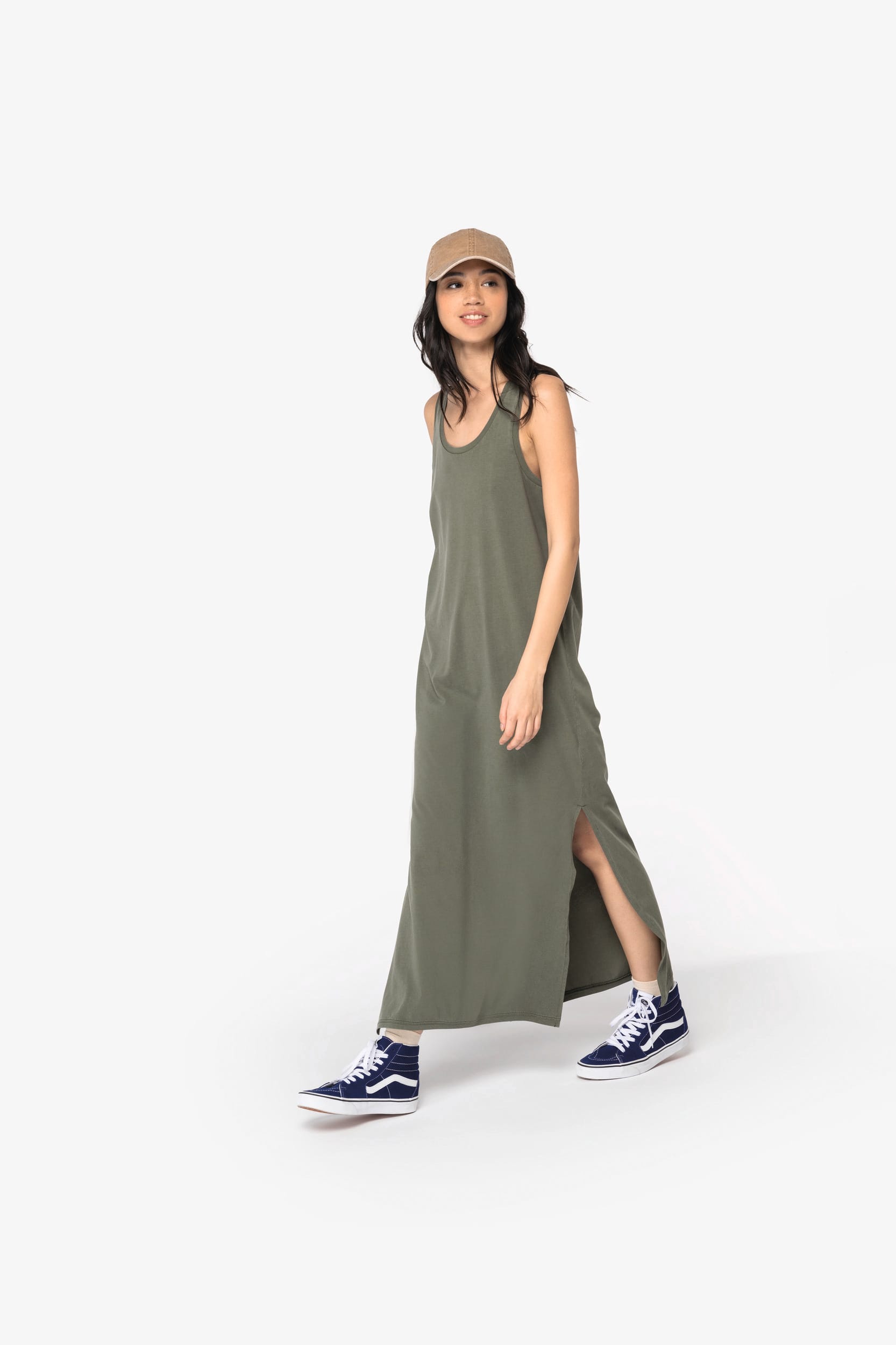 Vestido eco-responsável com aspecto lavado em jersey de senhora