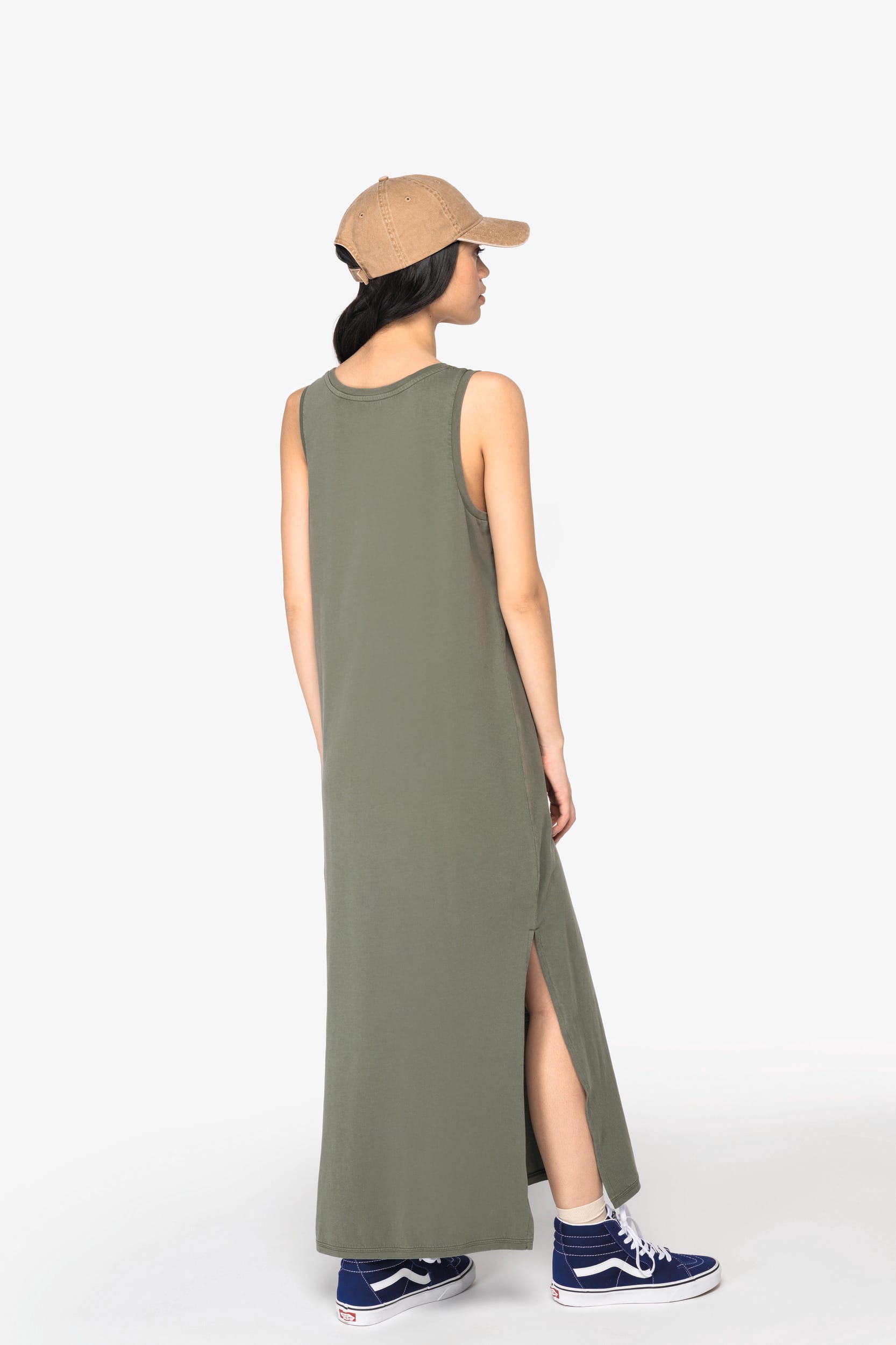 Vestido eco-responsável com aspecto lavado em jersey de senhora