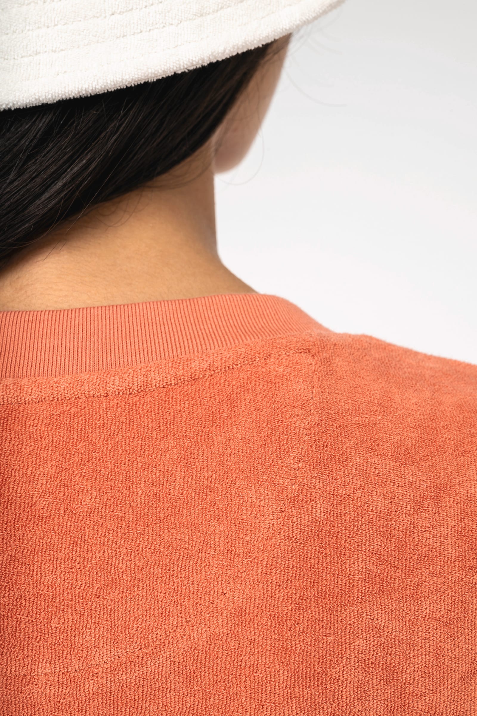 Ecologische badstof t-shirtjurk met afhangende mouwen