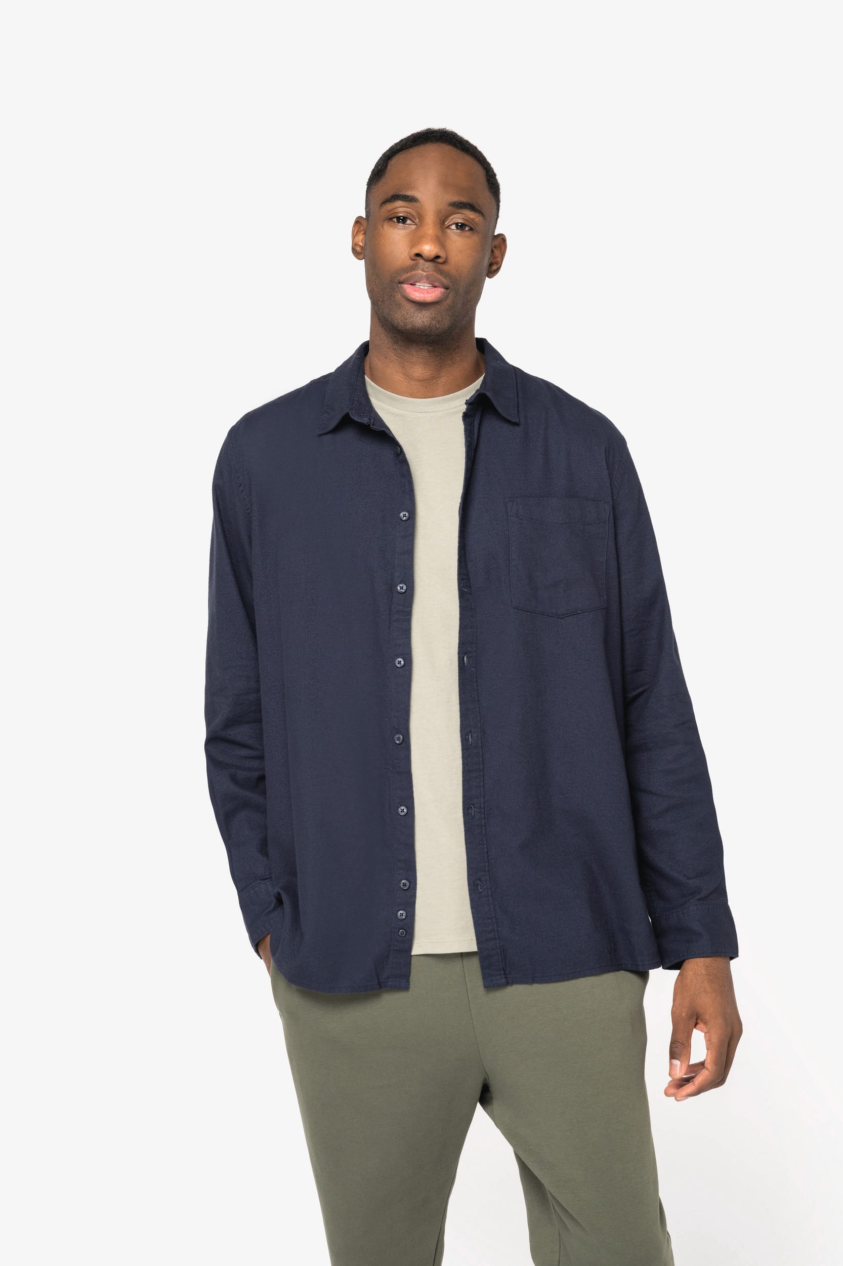 Camisa eco-responsável em flanela de homem