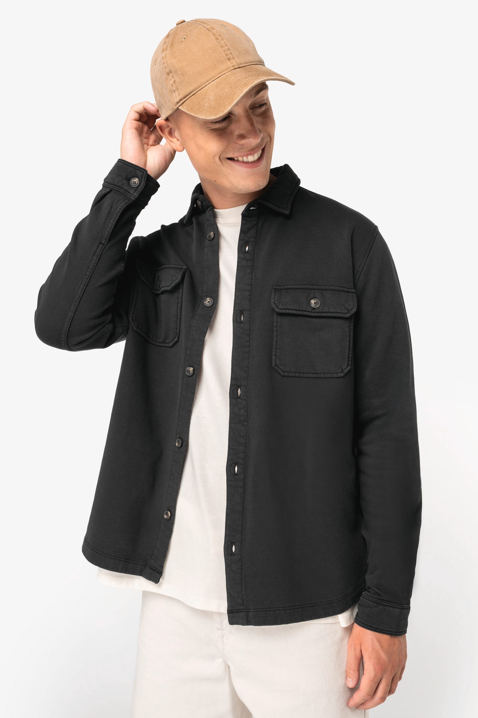 Surchemise écoresponsable délavée en molleton gratté homme - Image 3