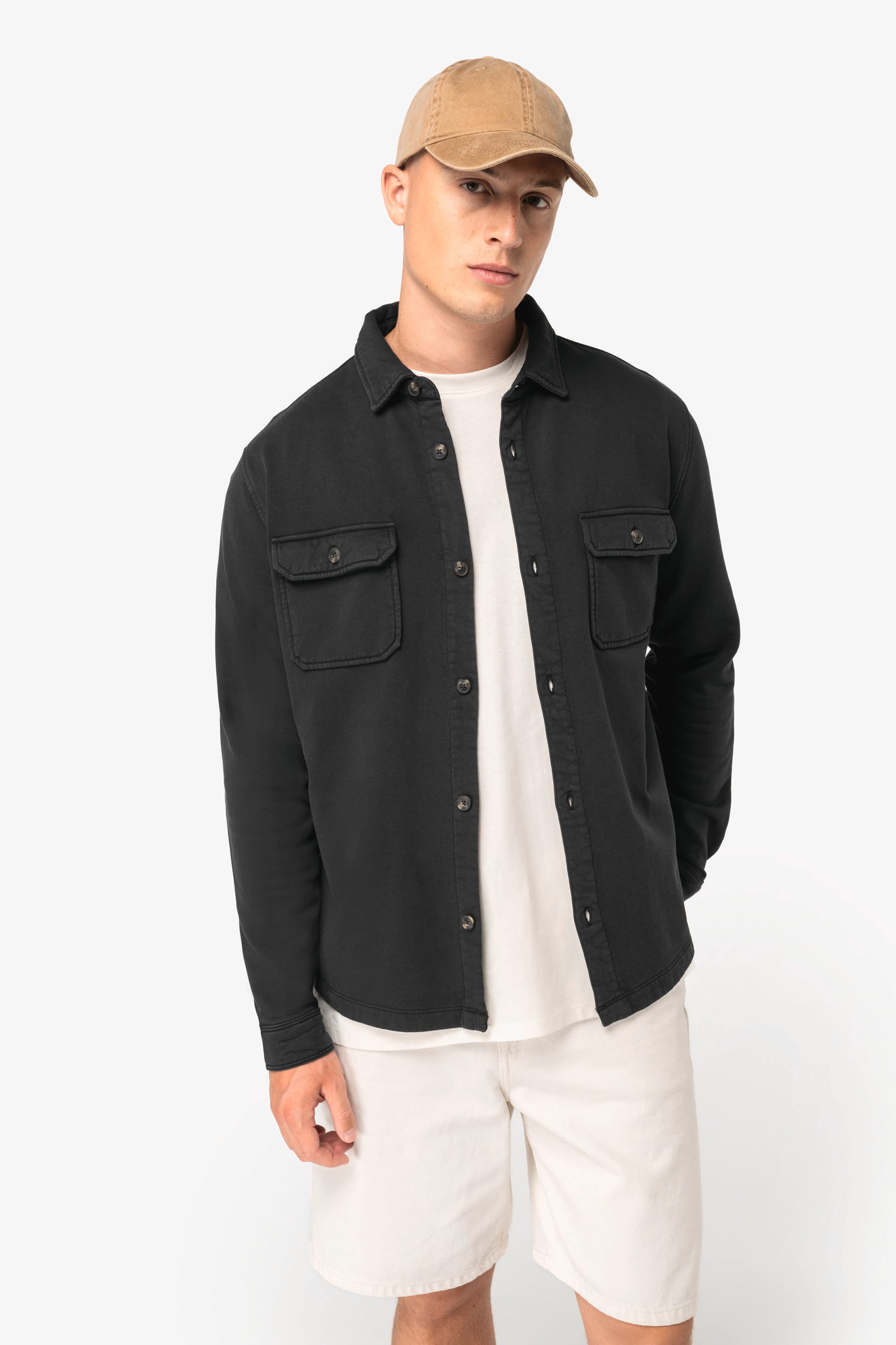 Surchemise écoresponsable délavée en molleton gratté homme - Image 1