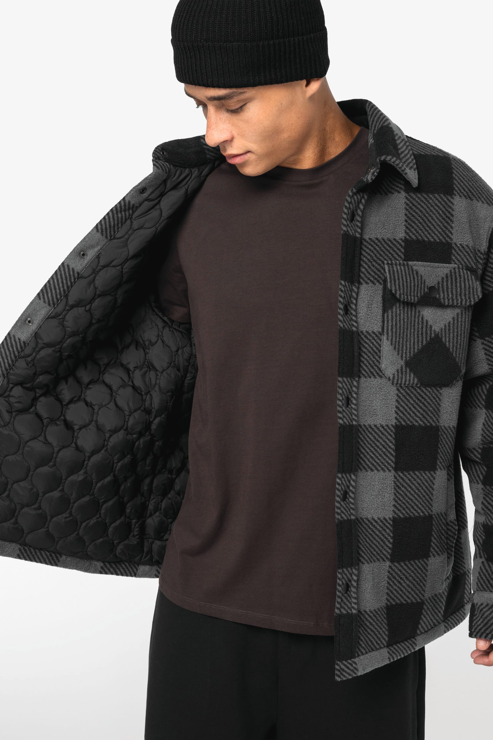 Sobrecamisa acolchada a cuadros sostenible hombre