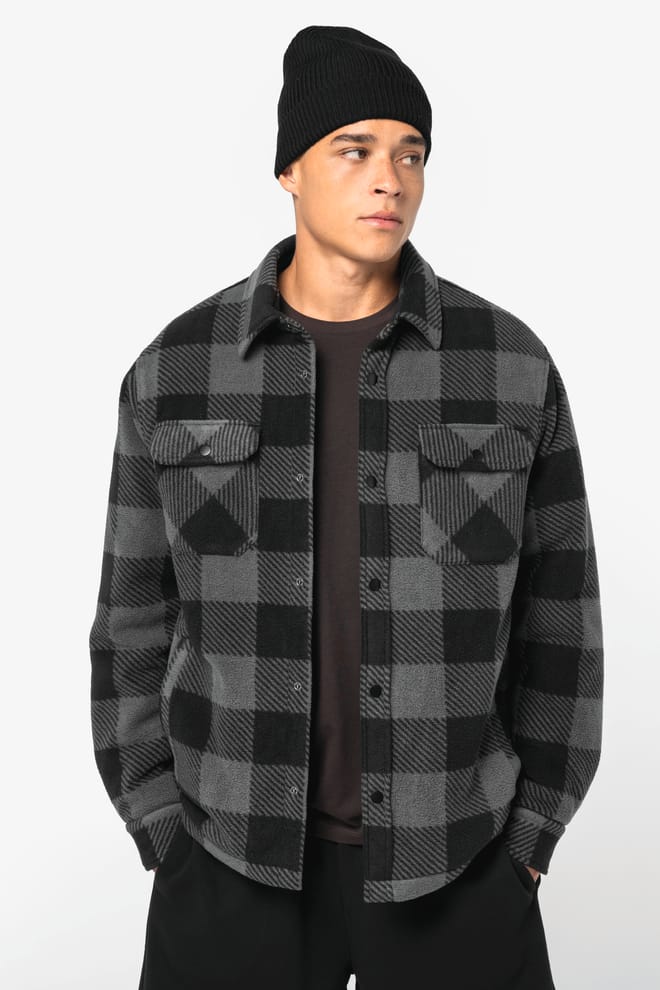 Eco-friendly men's checked padded overshirt