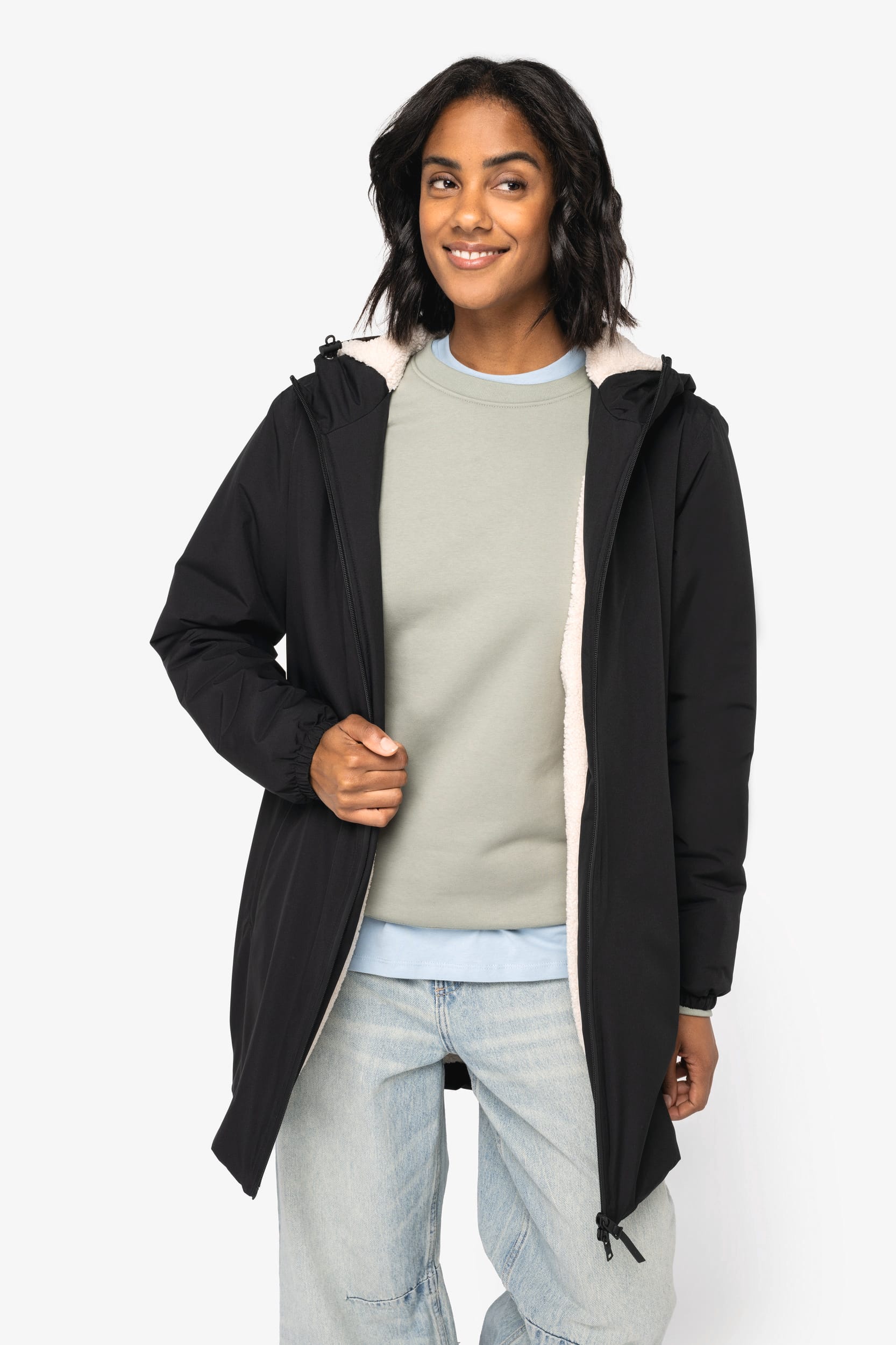 Veste écoresponsable imperméable doublée en sherpa unisexe - Image 4
