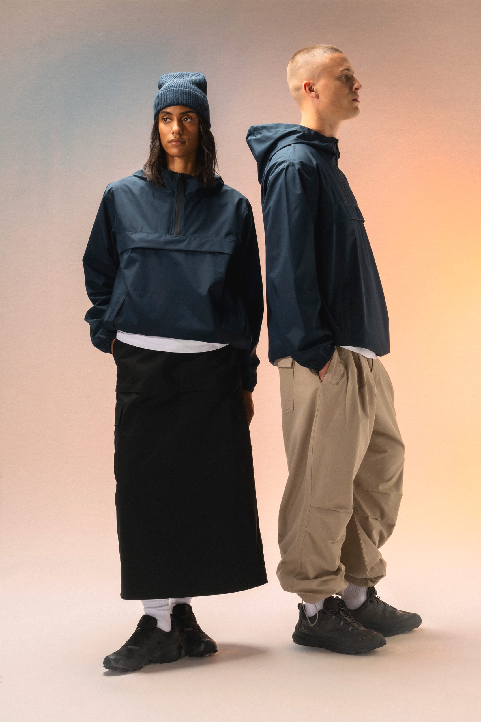 Veste coupe-vent imperméable écoresponsable quart zip unisexe