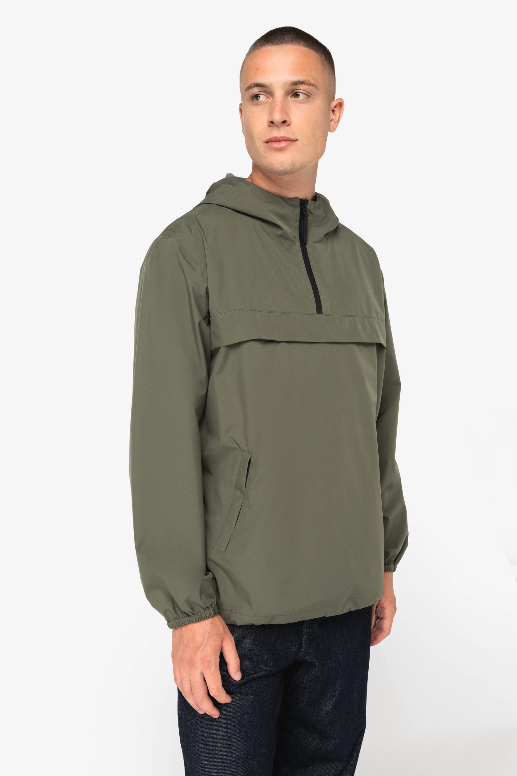 Veste coupe-vent imperméable écoresponsable quart zip unisexe - Image 3