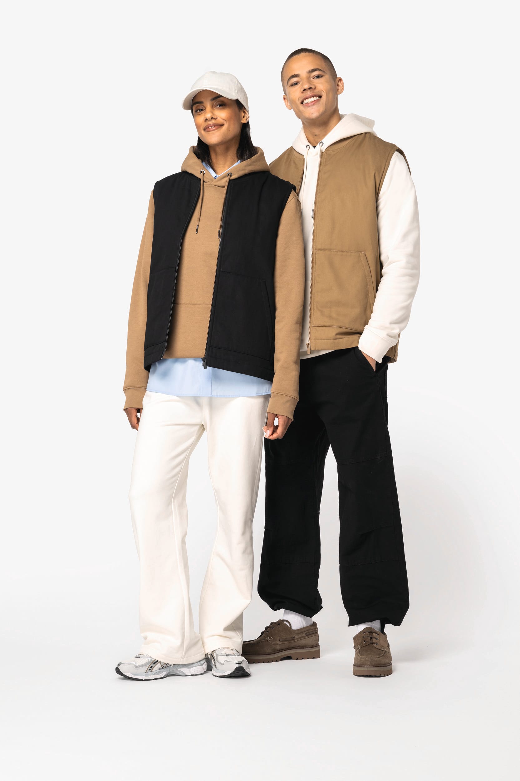 Colete forrado em sarja eco-responsável com gola Teddy unissexo