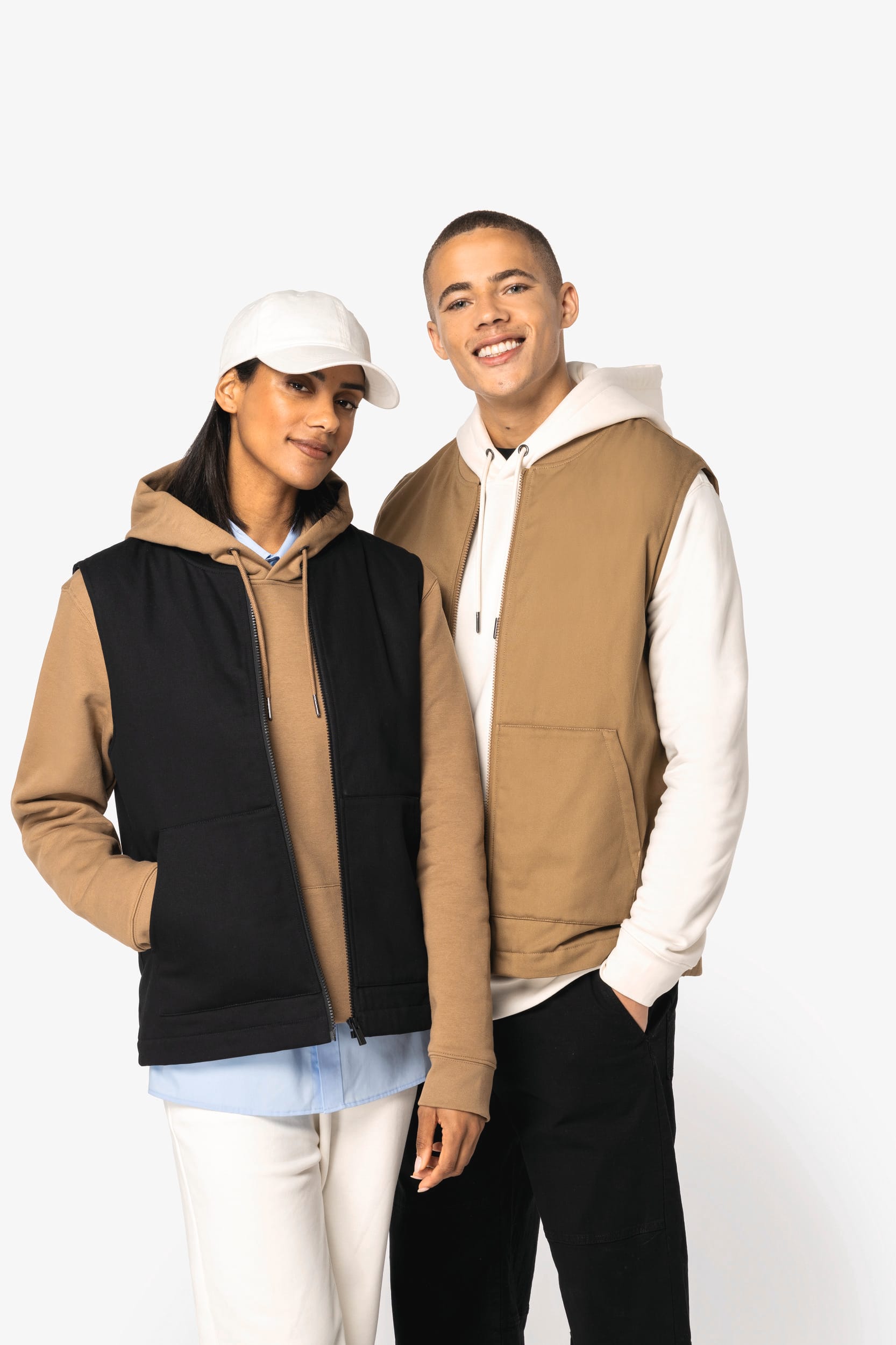 Colete forrado em sarja eco-responsável com gola Teddy unissexo