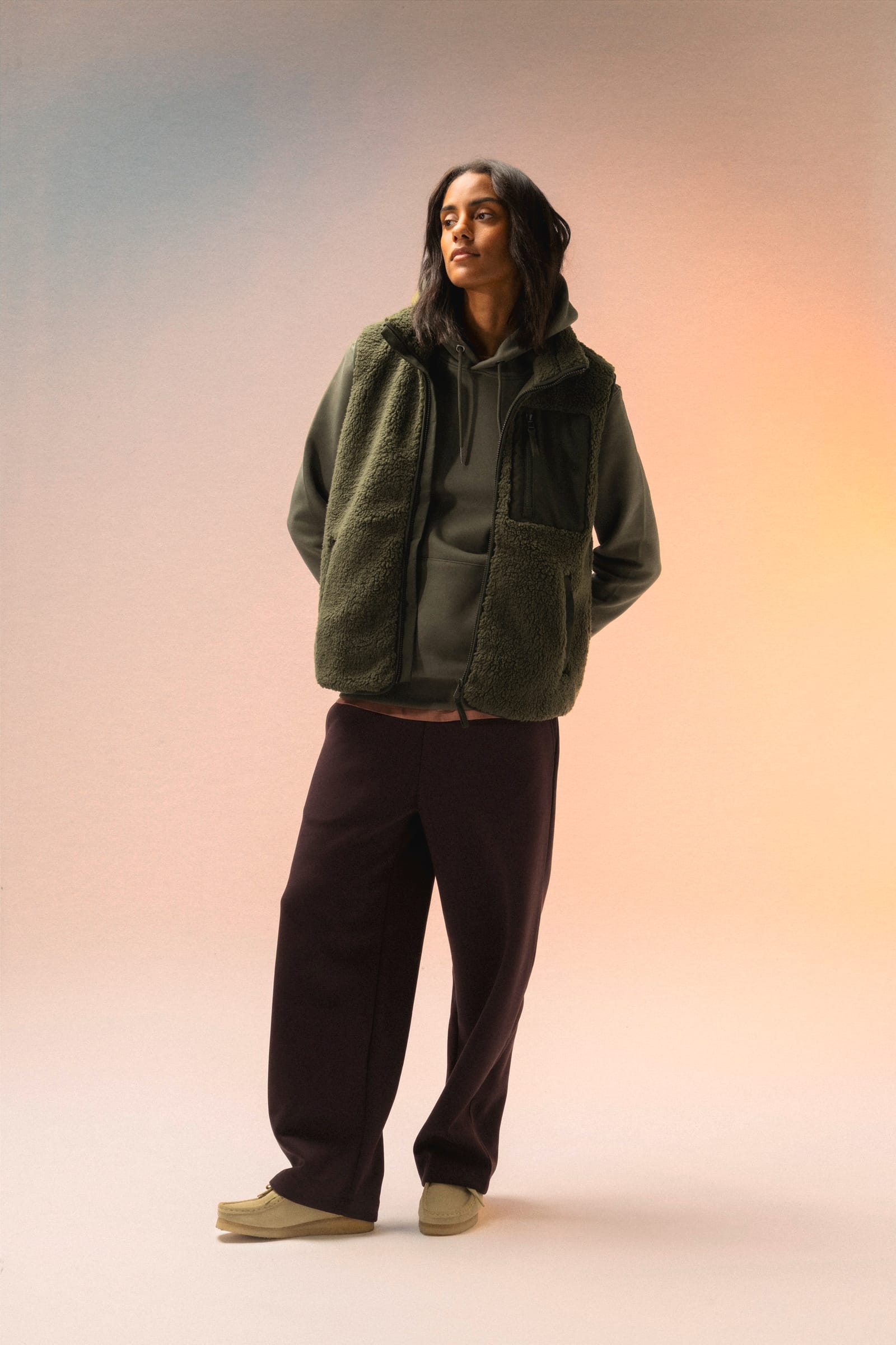 Ecologische uniseks bodywarmer van sherpa