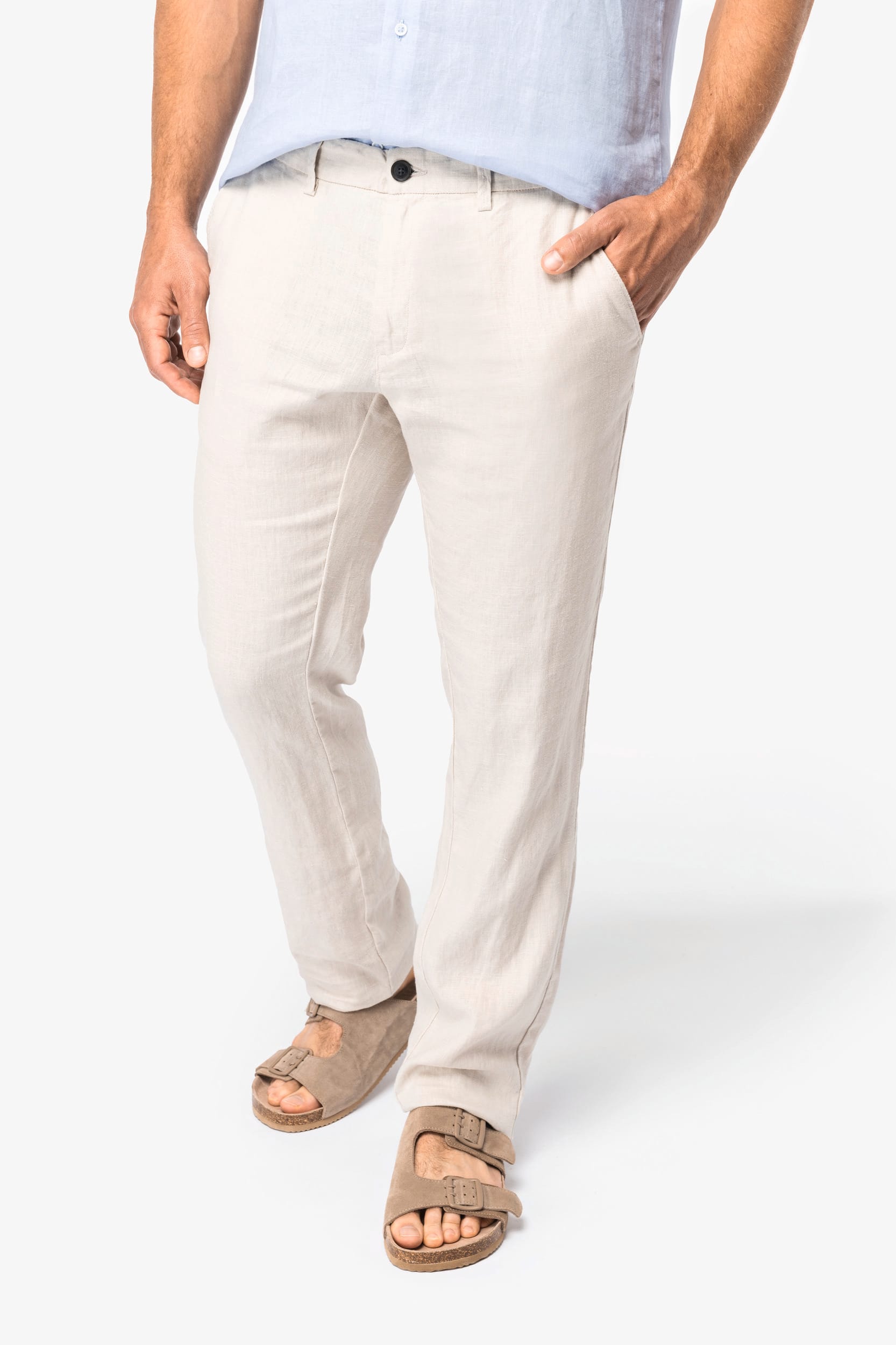 Pantalon largo lino hombre sale