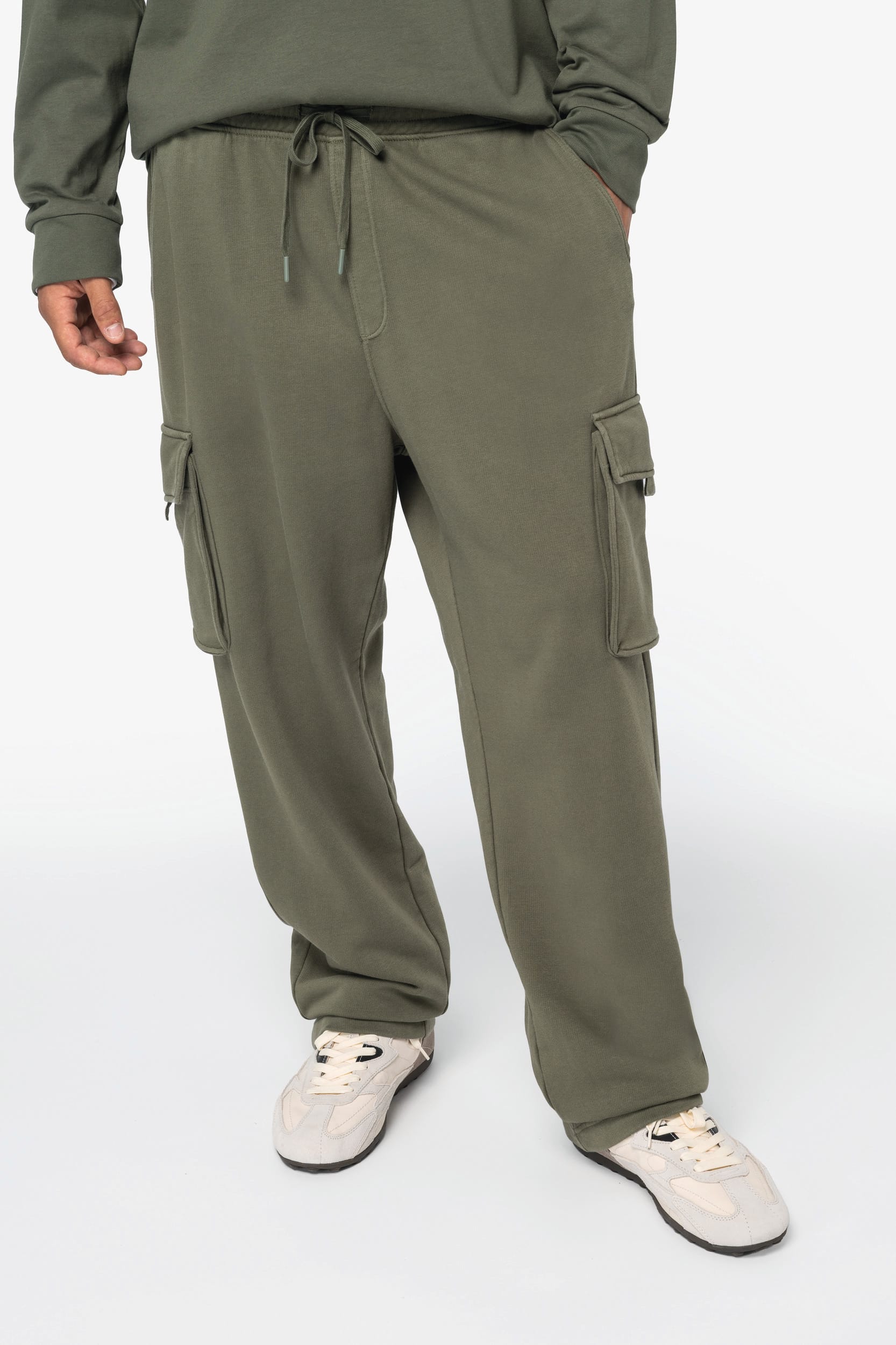 Pantalon cargo écoresponsable délavé French Terry homme