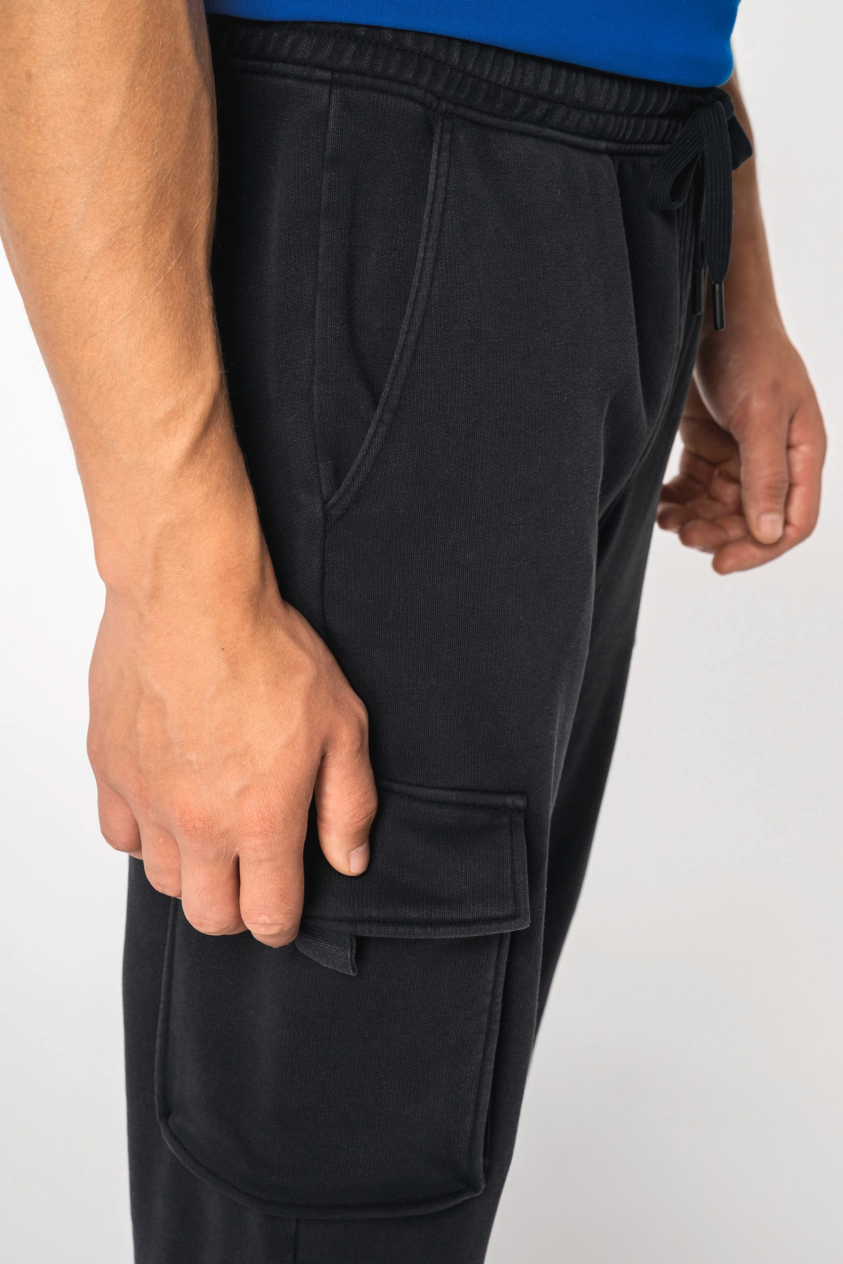 Calças cargo eco-responsáveis com aspecto lavado French Terry de homem