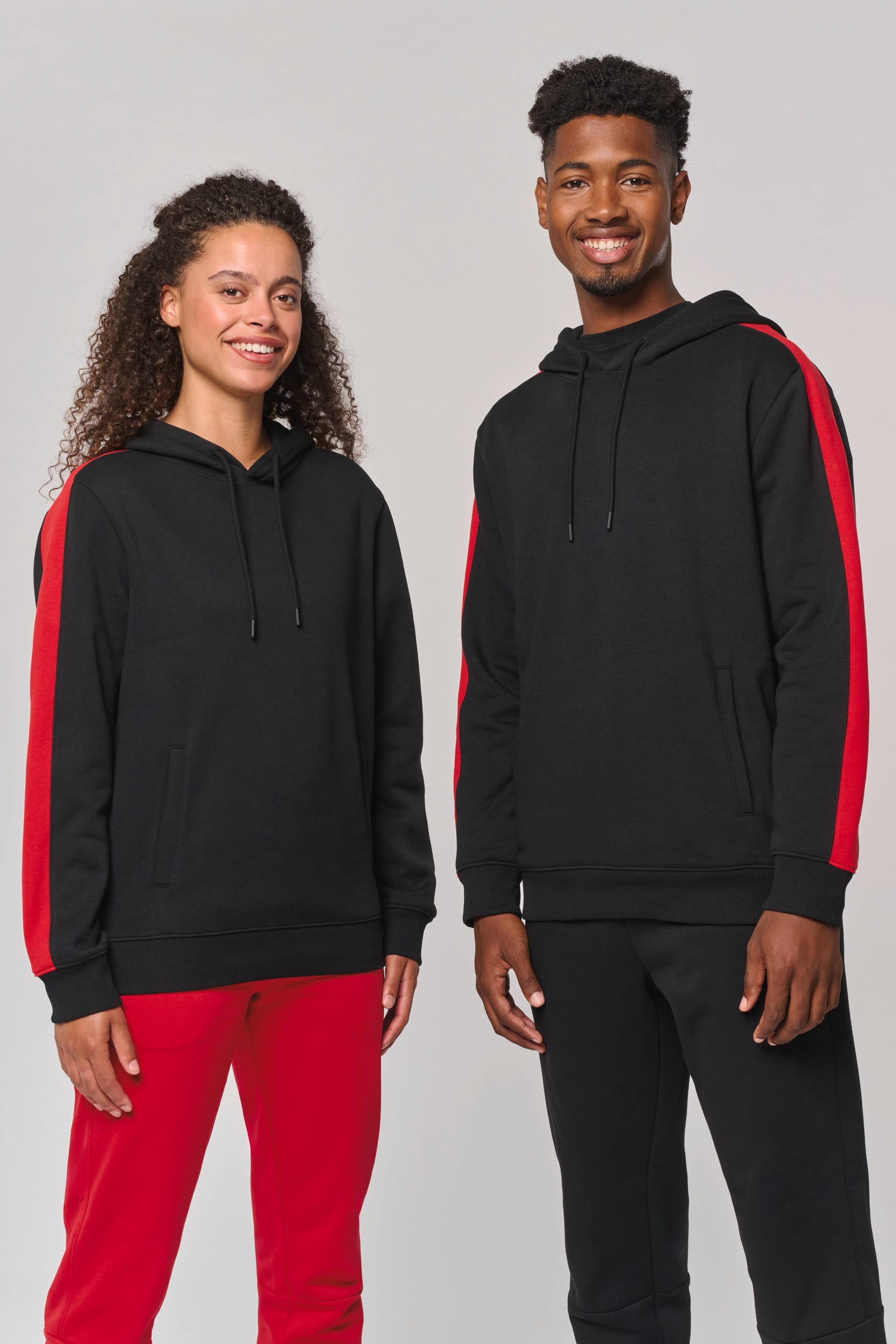 Sudadera de equipo bicolor con capucha unisex