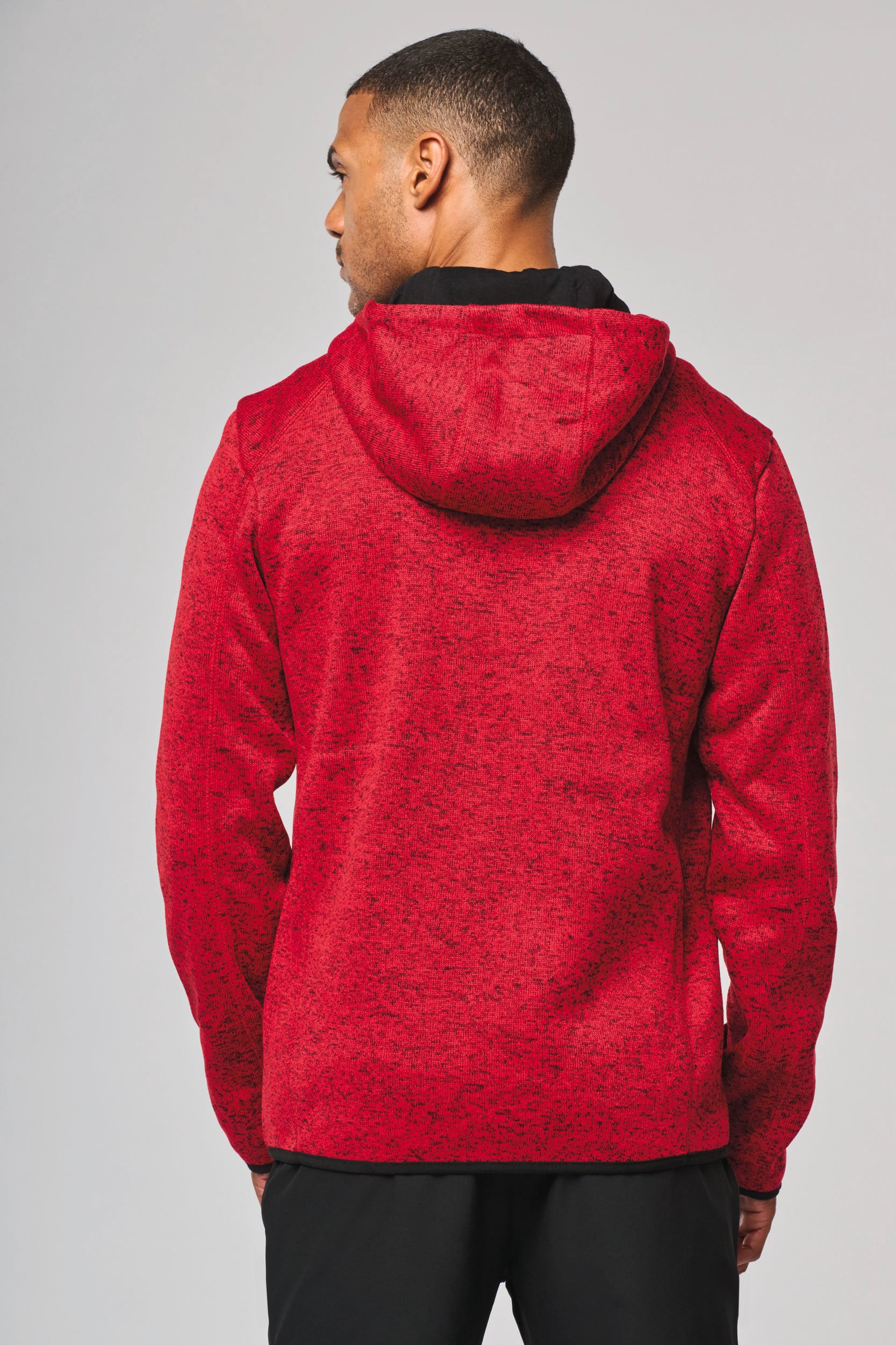 Casaco com capuz de homem malha mesclada