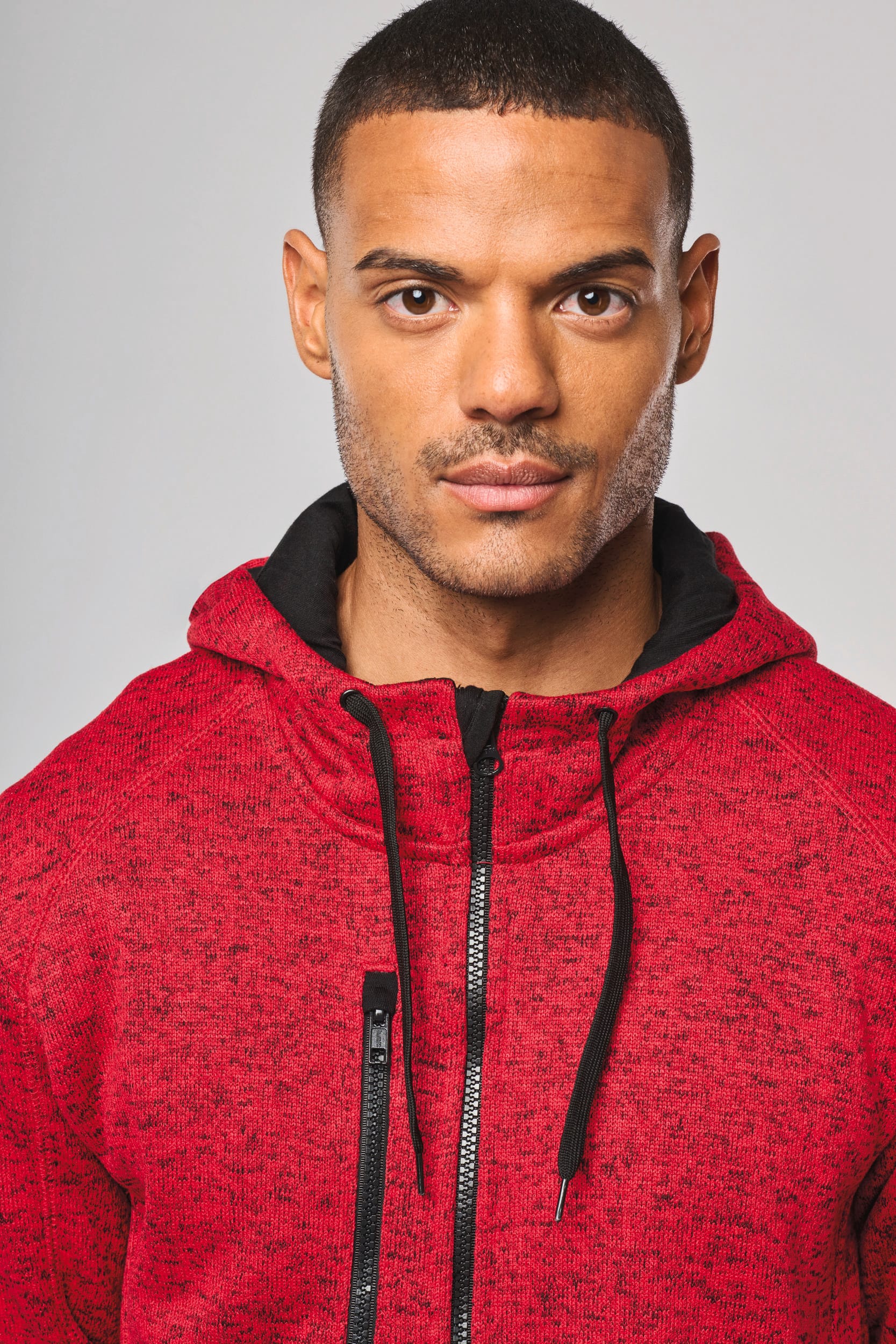 Casaco com capuz de homem malha mesclada