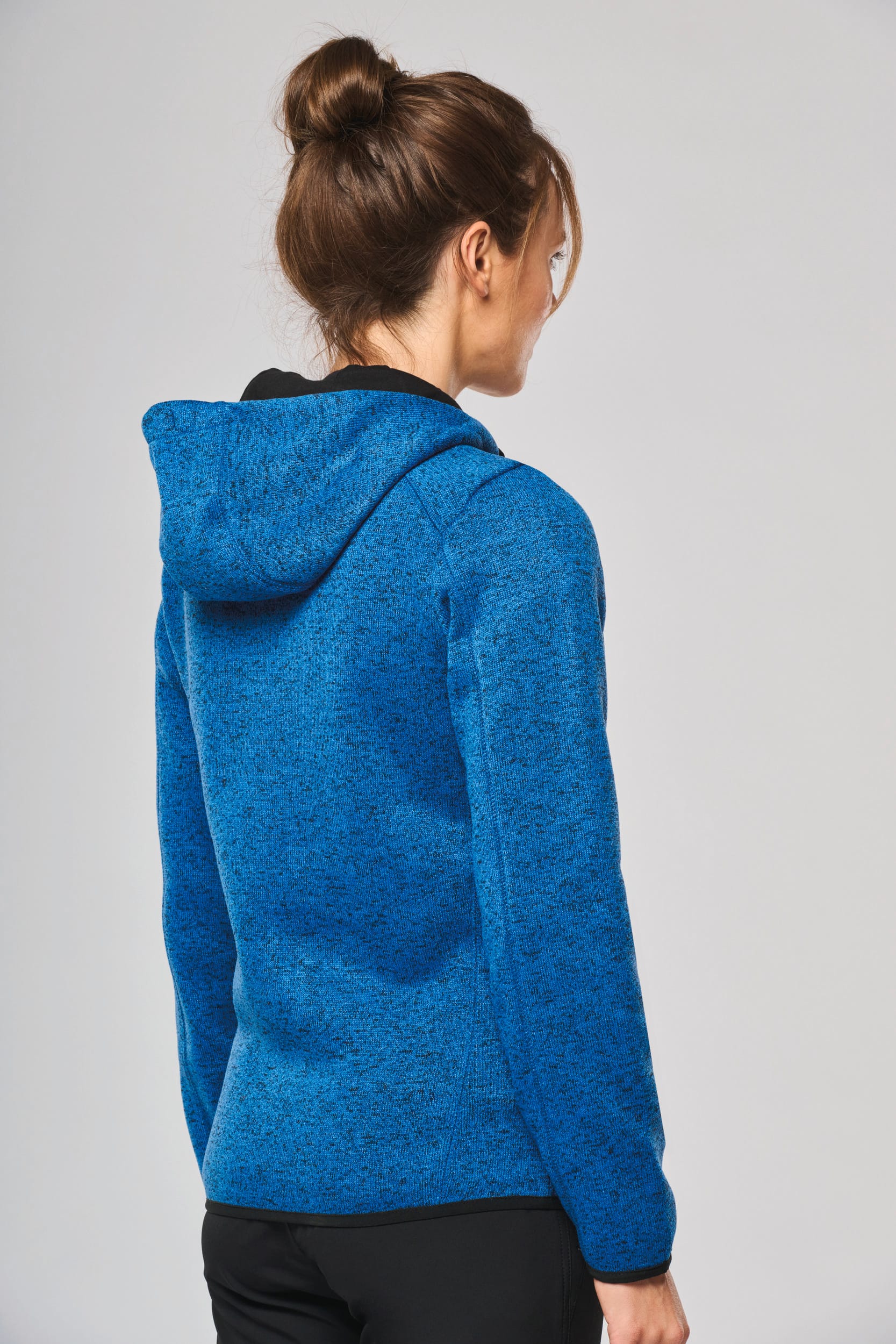 Casaco com capuz de senhora malha mesclada