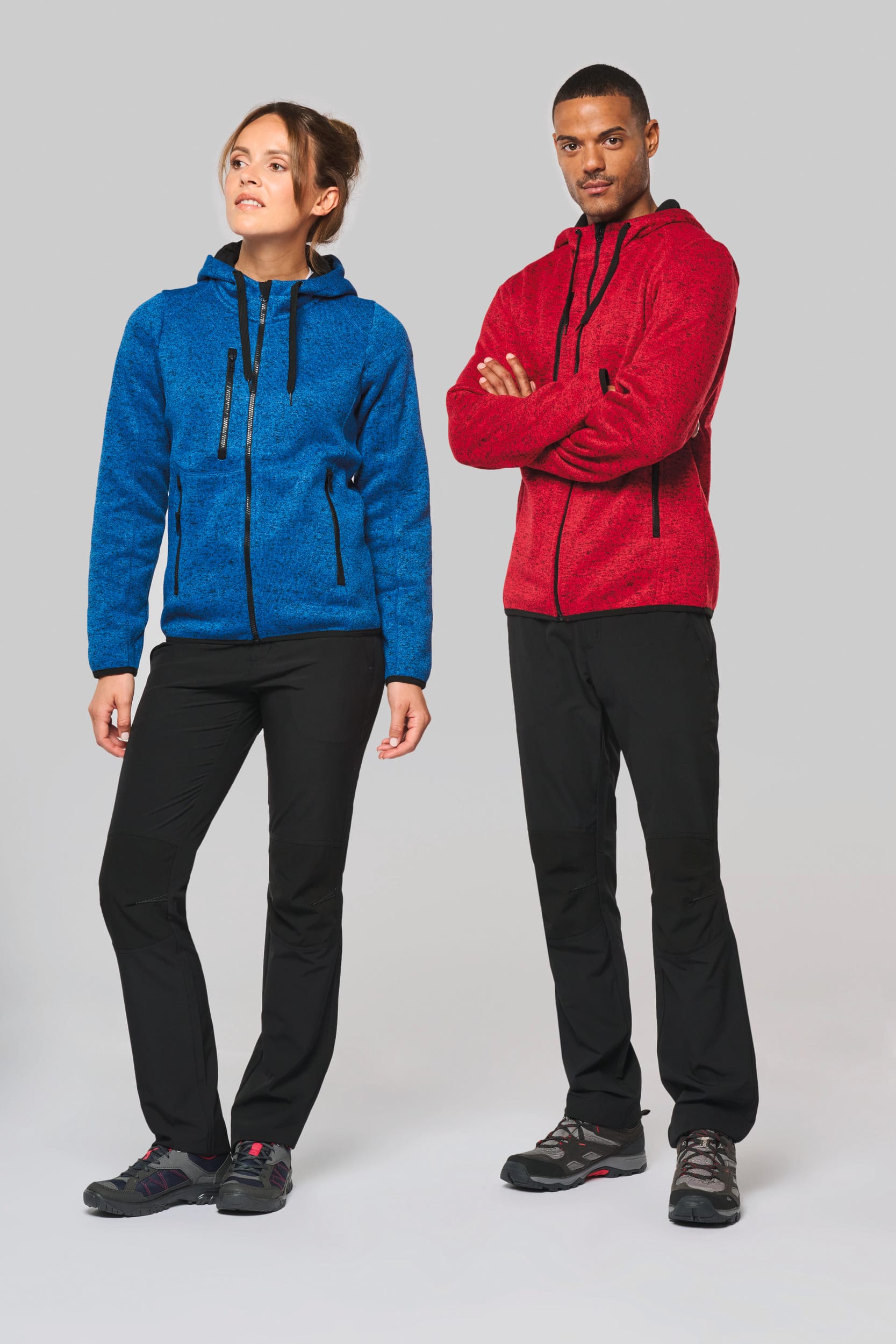 Casaco com capuz de homem malha mesclada