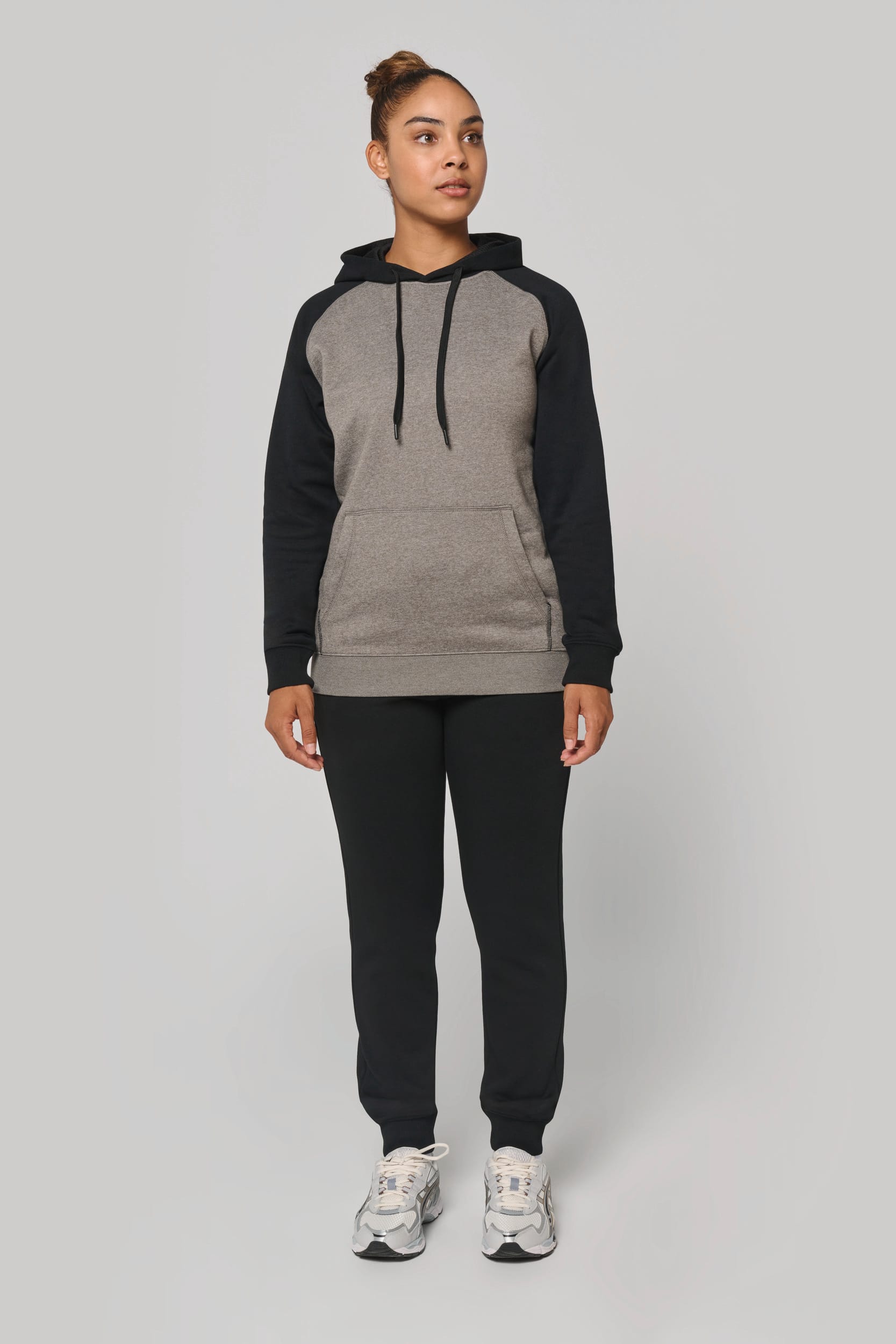 Sweat-shirt à capuche bicolore unisexe - Image 8