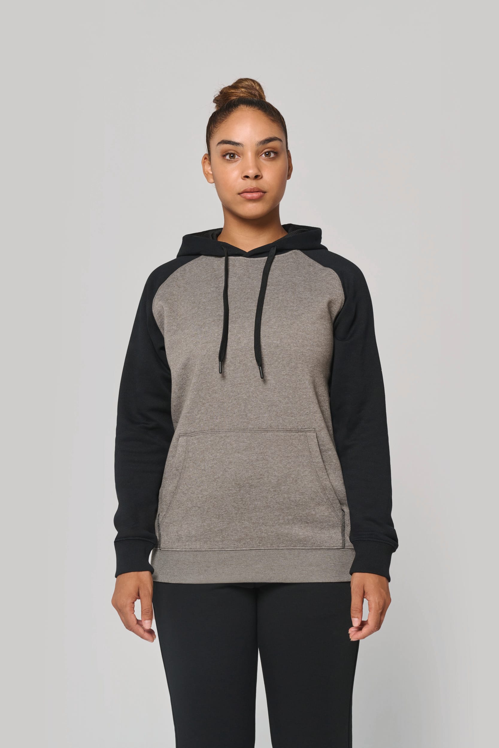 Sweat-shirt à capuche bicolore unisexe - Image 4