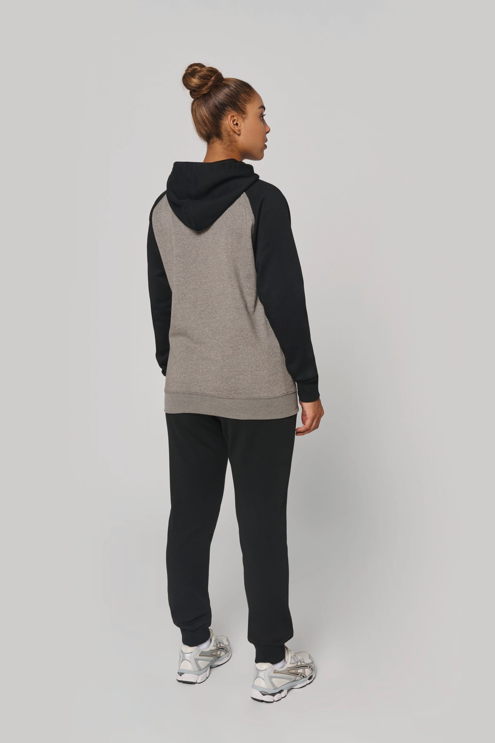 Sweat-shirt à capuche bicolore unisexe - Image 9