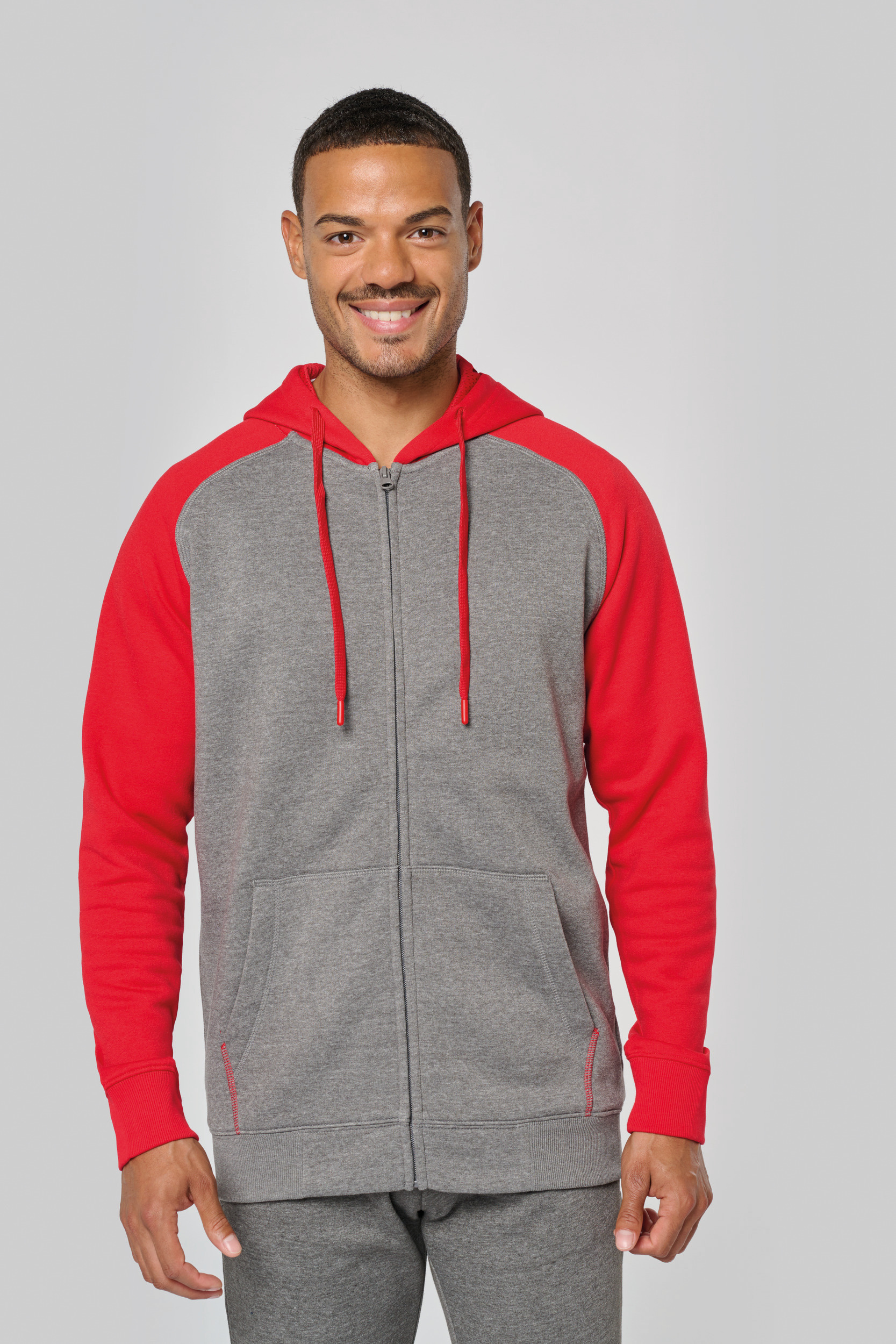 Tweekleurig sweatvest met capuchon unisex