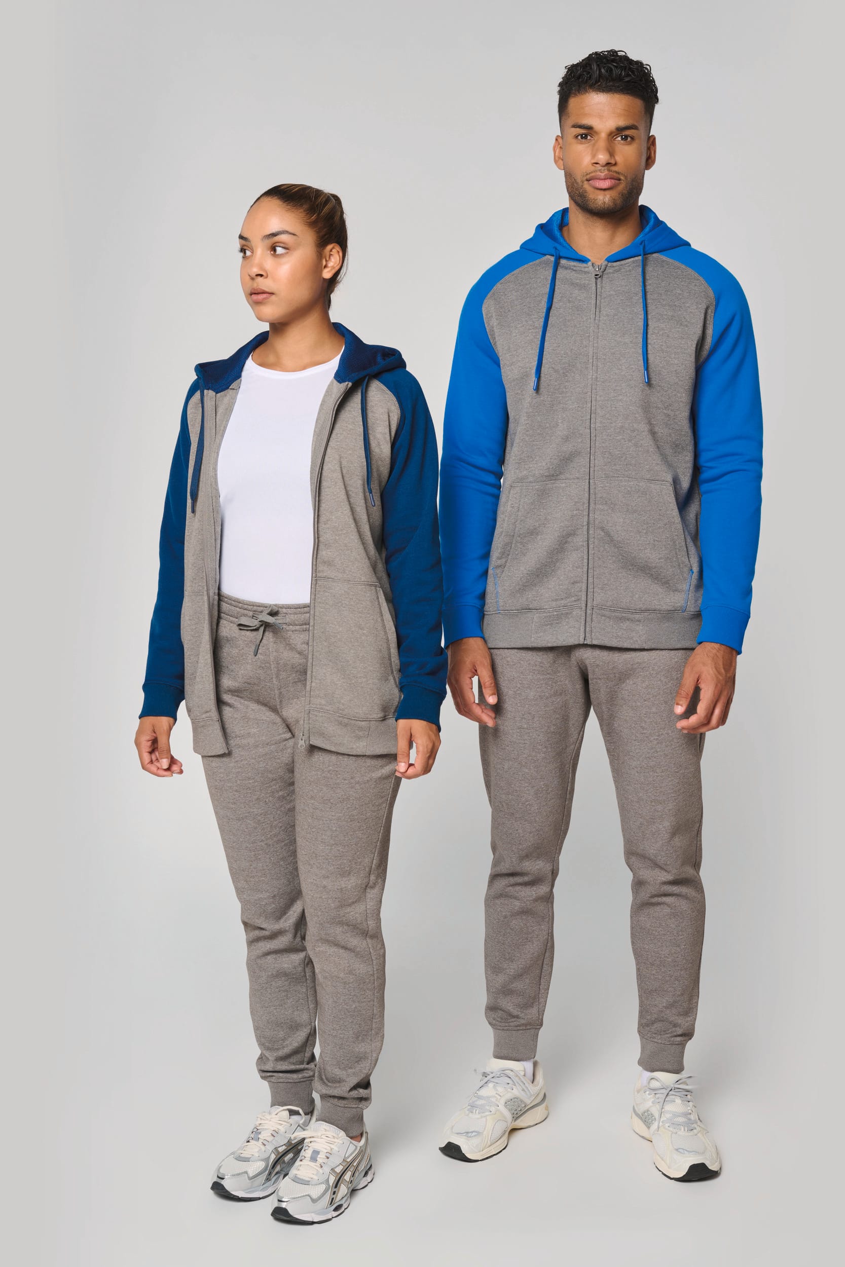 Veste molleton zippée capuche bicolore unisexe - Image 5