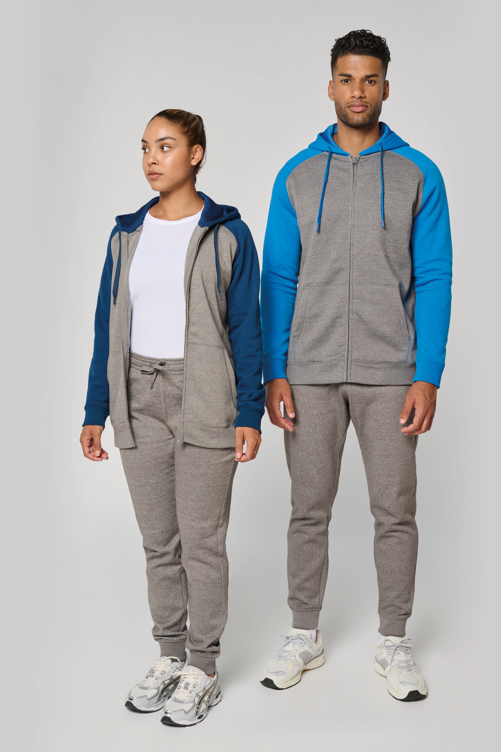 Tweekleurig sweatvest met capuchon unisex