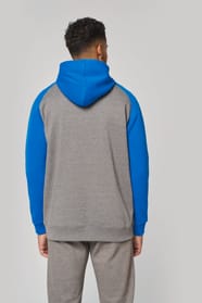 Veste molleton zippée capuche bicolore unisexe porté par un homme