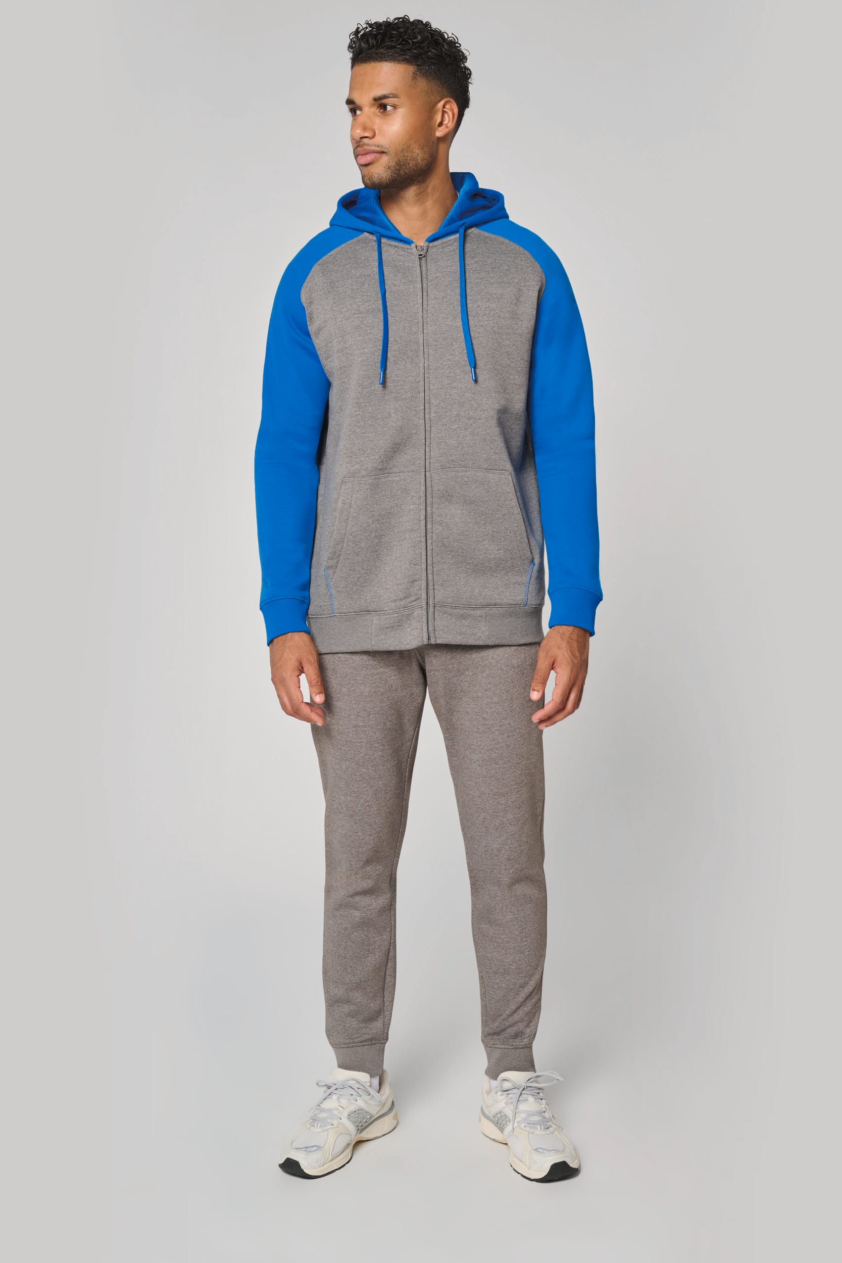 Veste molleton zippée capuche bicolore unisexe - Image 3