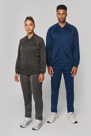 Unisex trainingsjasje met rits en biesje