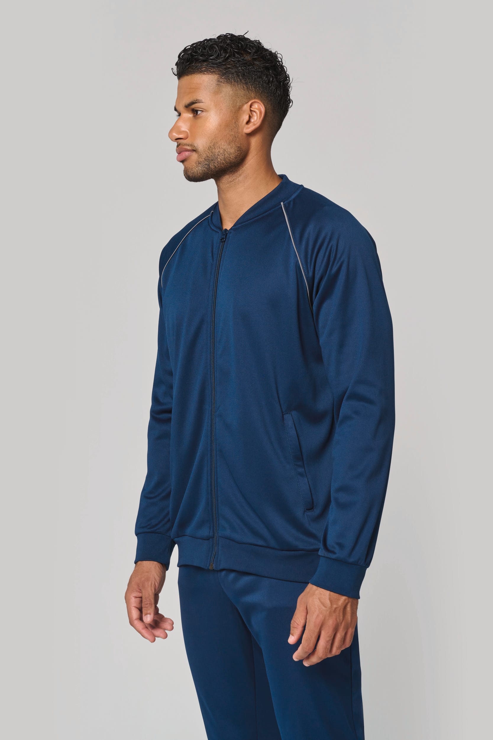 Veste de survêtement zippée avec liseré unisexe - Image 2