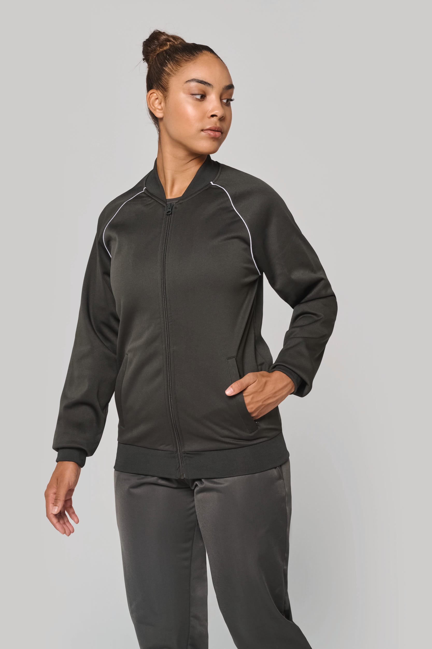 Veste de survêtement zippée avec liseré unisexe - Image 4