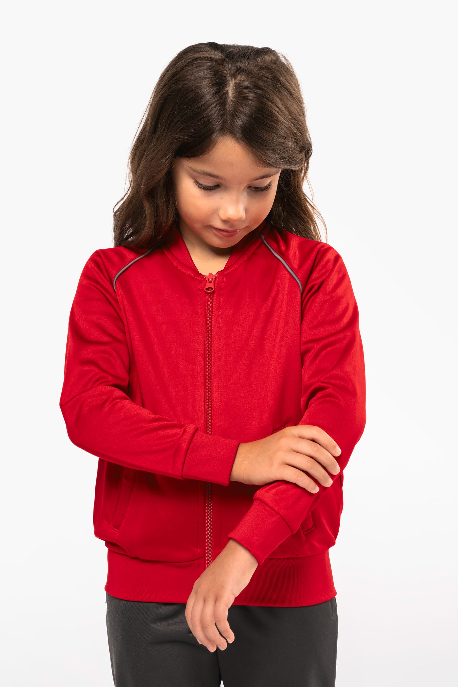Kindertrainingsjasje met rits en biesje