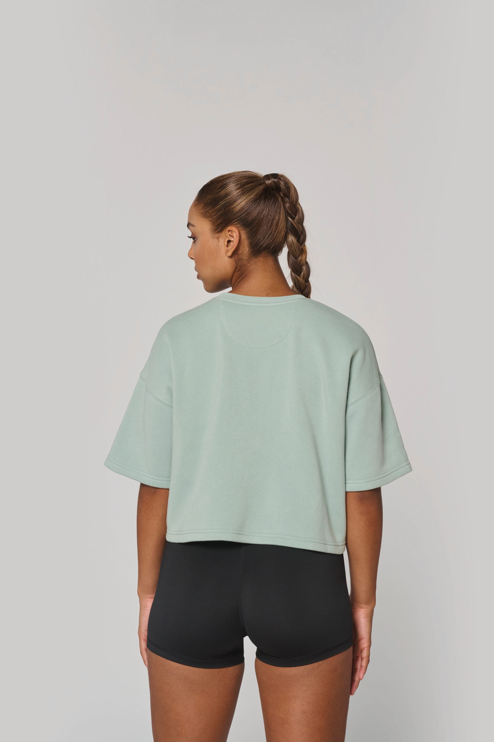 Sweat-shirt crop à manches courtes col rond femme - Image 2