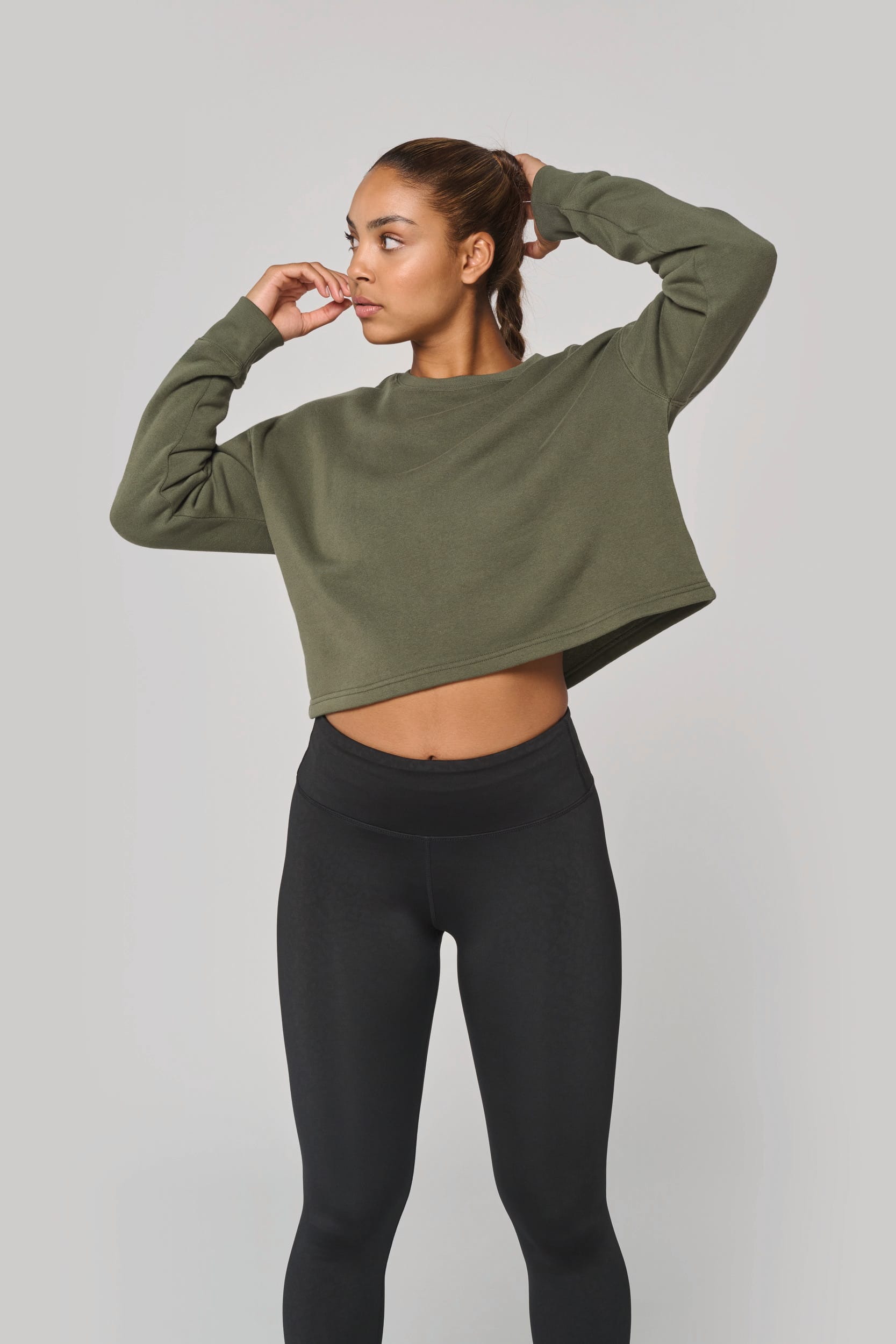 Sweat-shirt crop col rond femme - Image 1