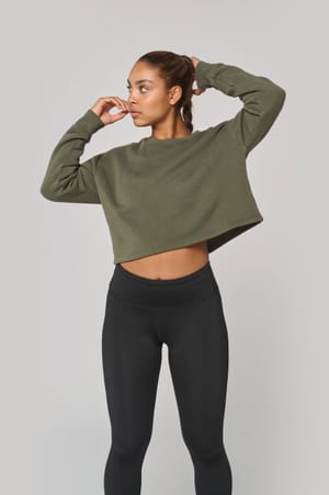 Cropped damessweater met ronde hals