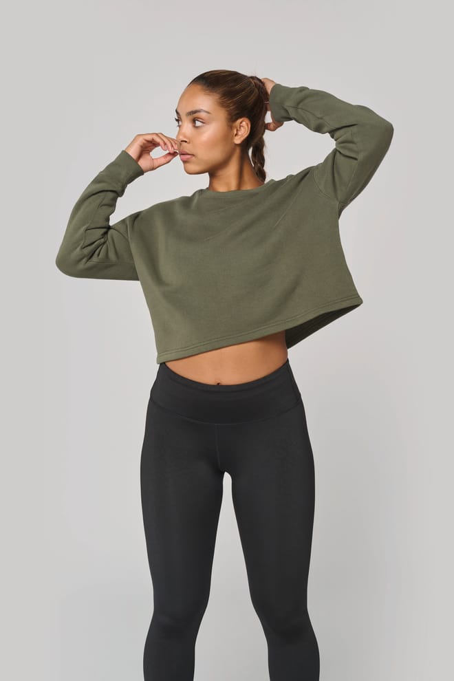 Ladies' crew neck crop sweatshirt 