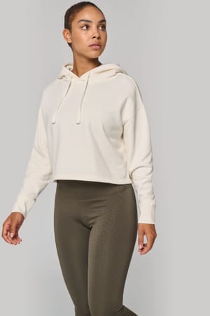 Cropped damessweater met capuchon