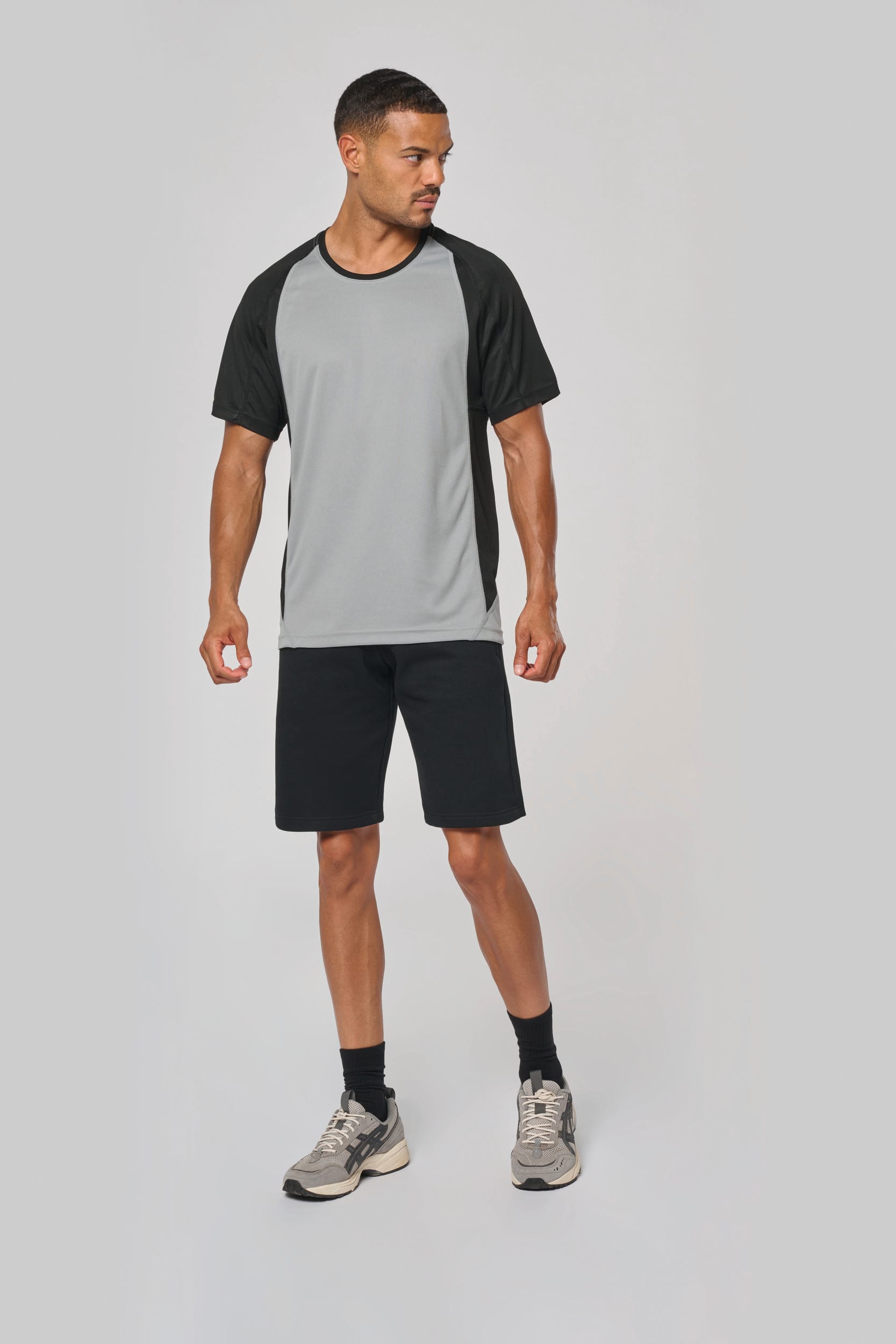T-shirt de sport bicolore manches courtes unisexe