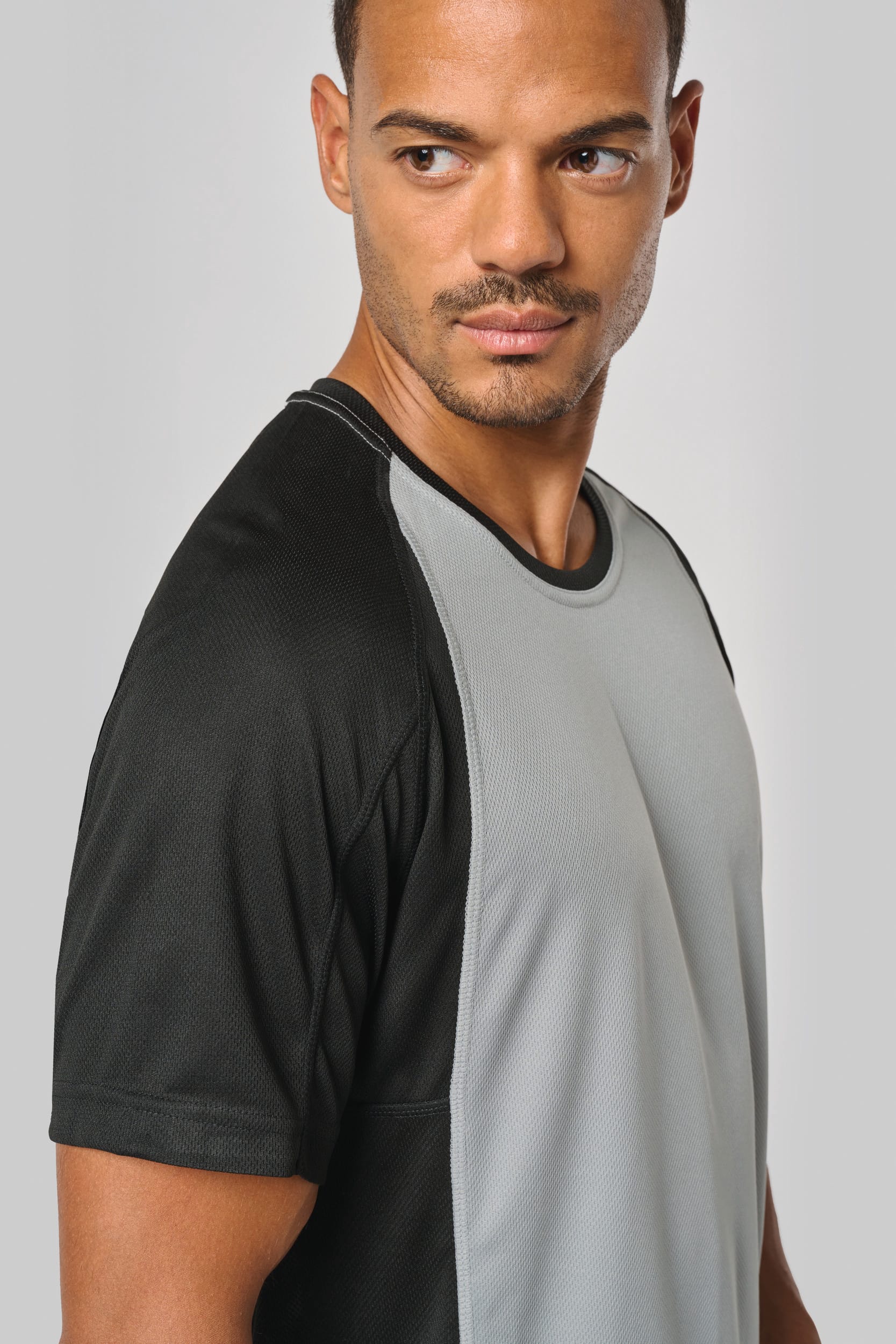 T-shirt de sport bicolore manches courtes unisexe
