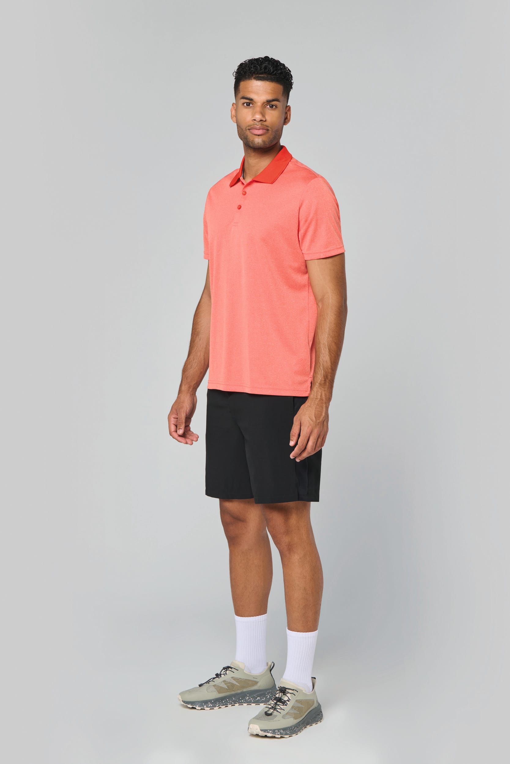 Polo mesclado de manga curta de adulto