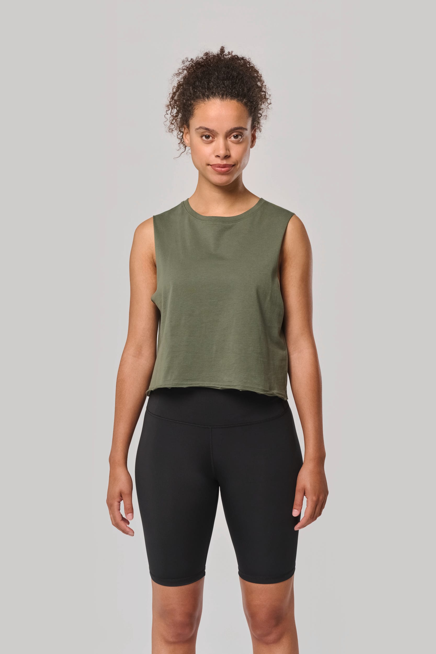 T-shirt crop senza maniche donna